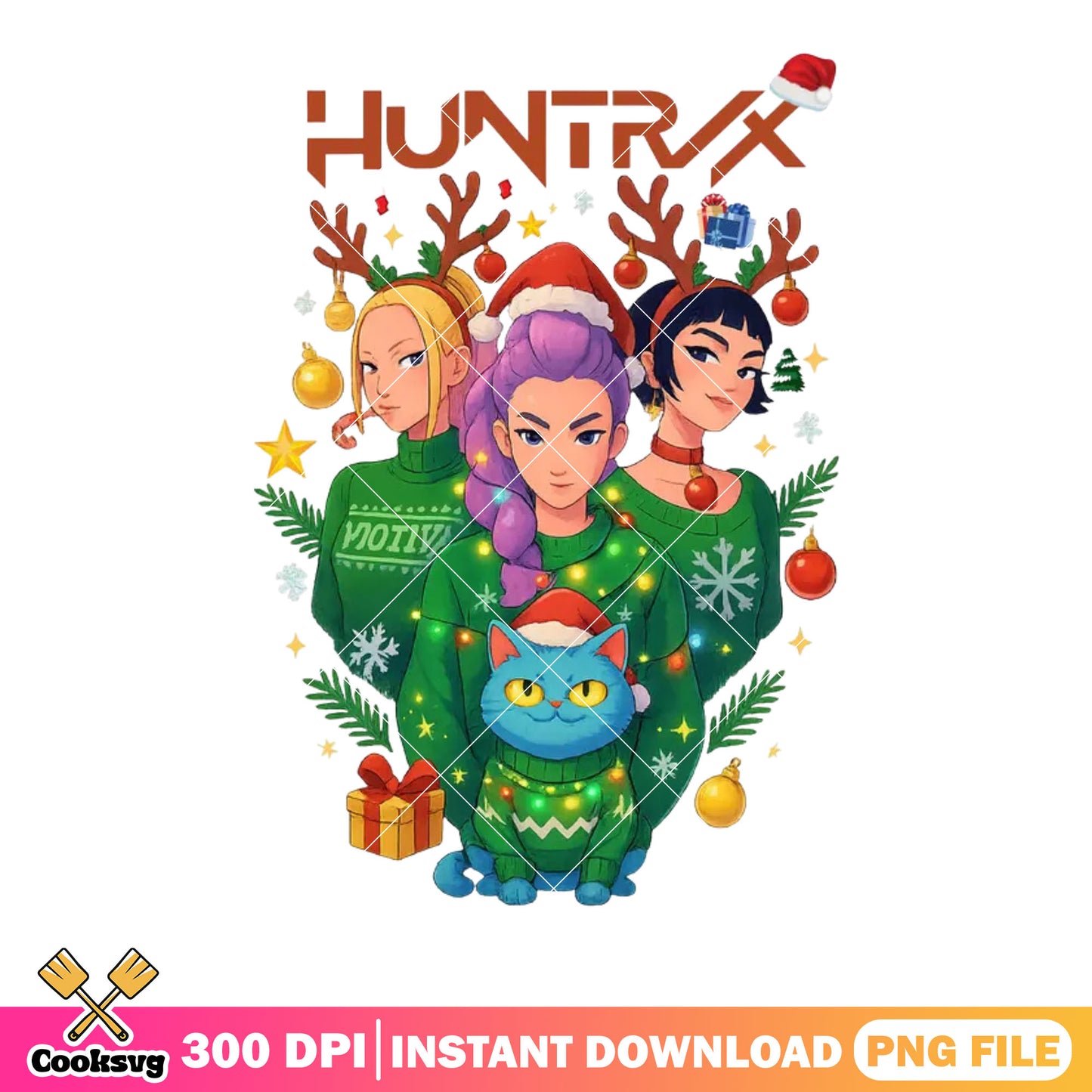 Decore kpop demon hunter christmas png, huntrix png, derpy png