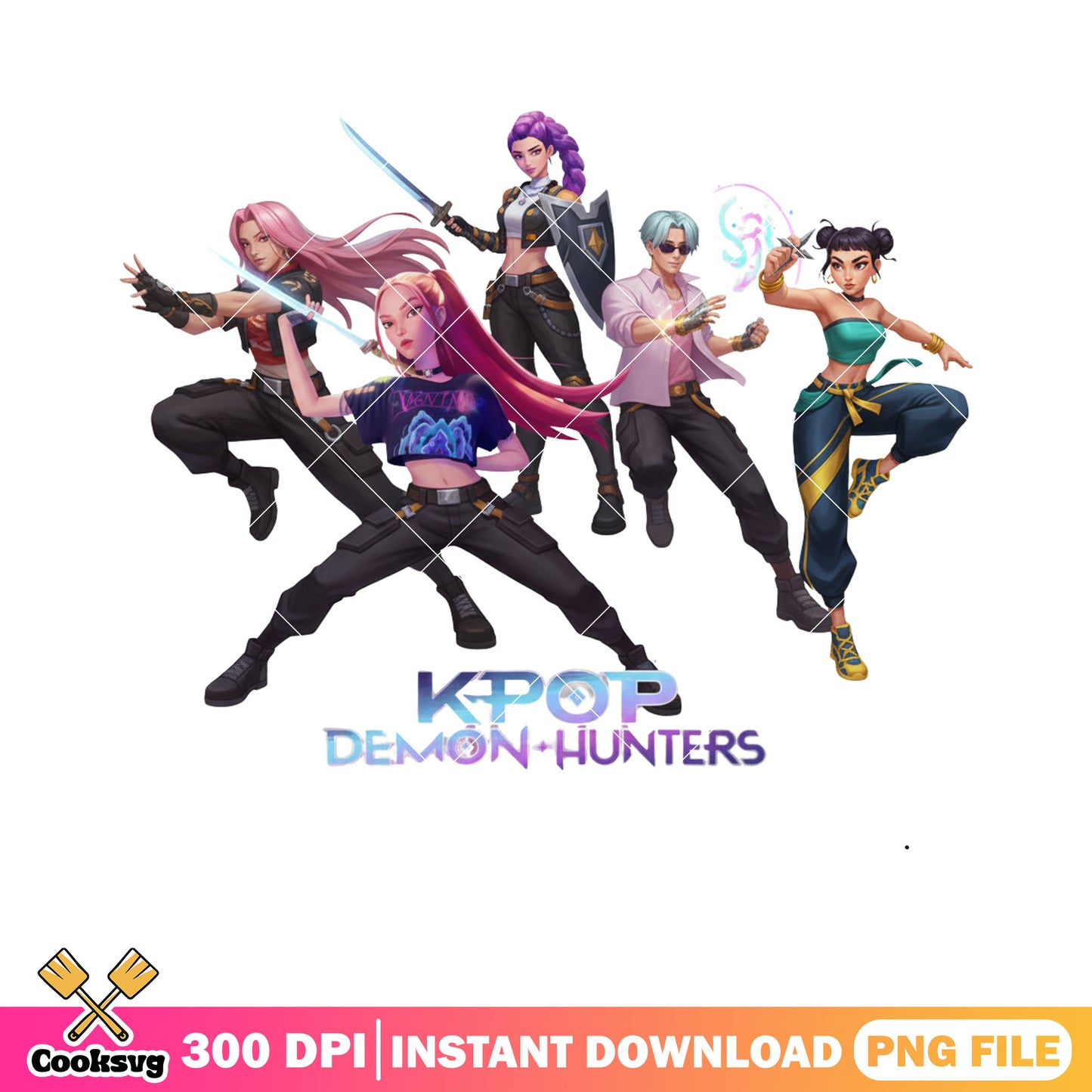 Demon action pose kpop png, poster demon hunter png, pose girls 3d png