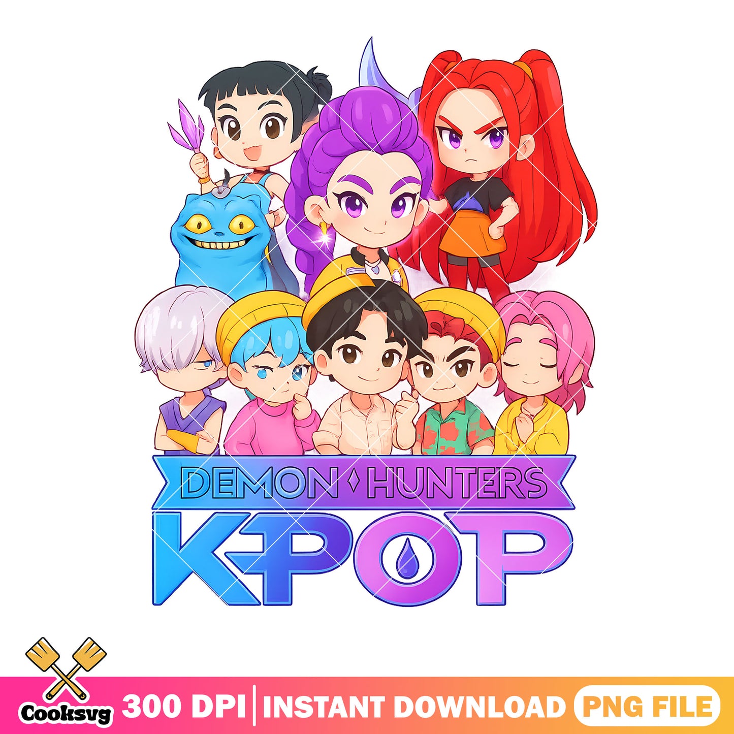 Demon hunter kpop chibi art png, anime kpop chibi png, kpop chibi png