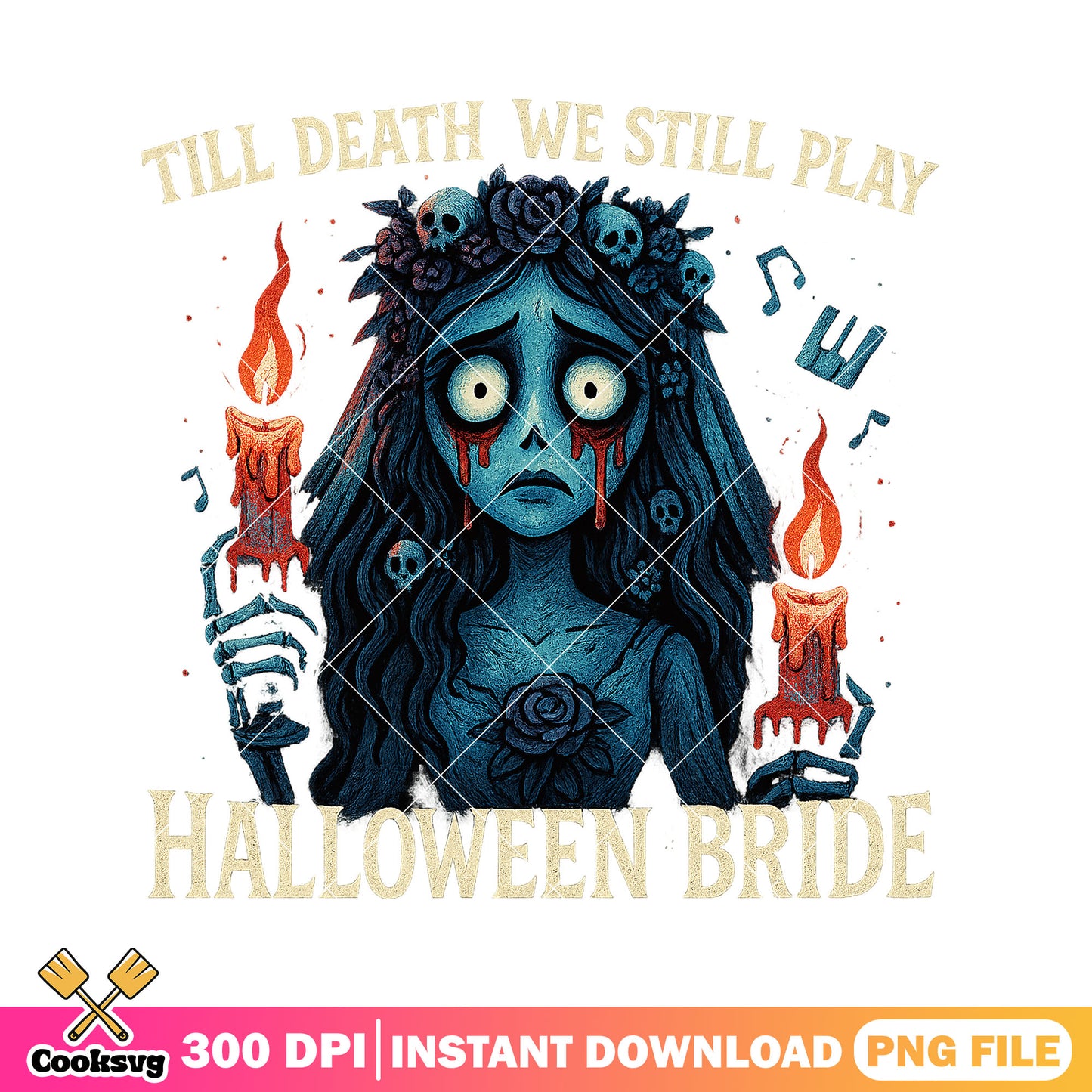 Design halloween bride png, halloween cartoon png, horror halloween png
