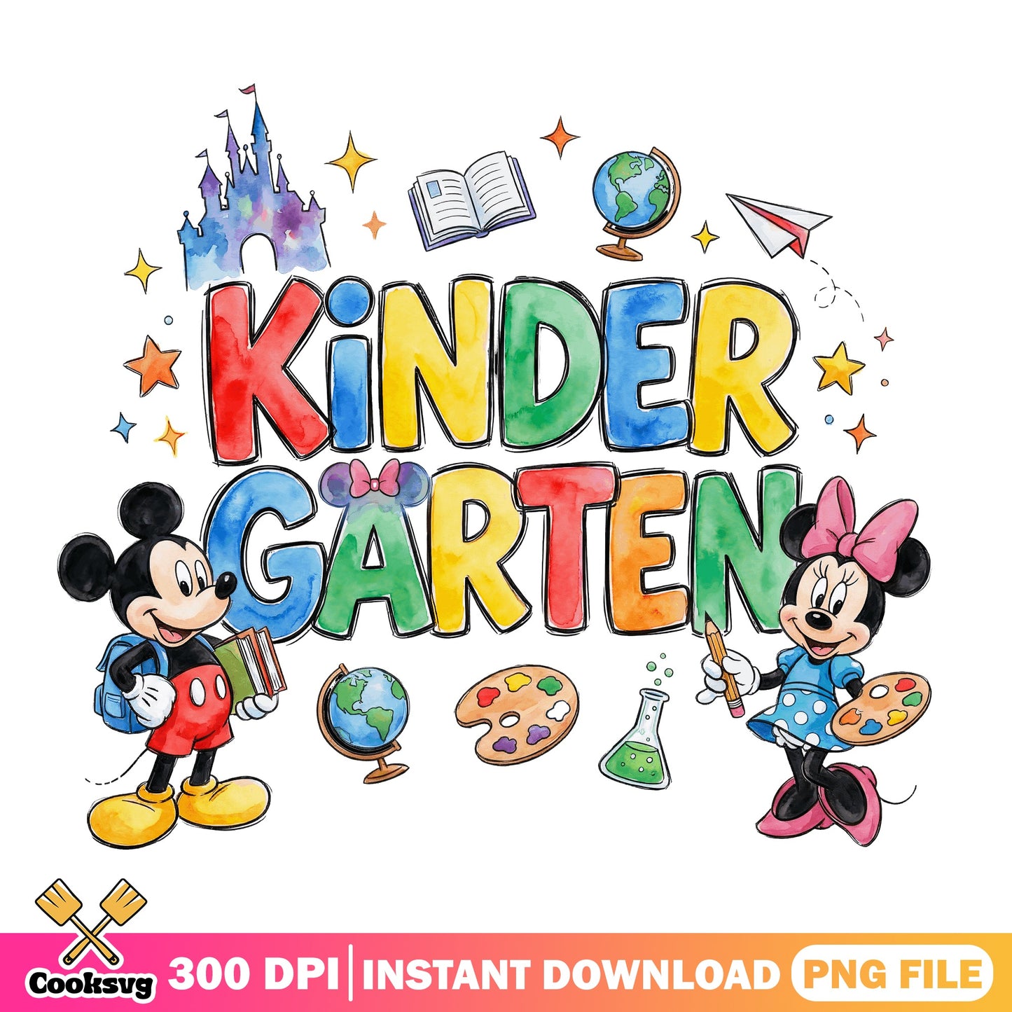 Disney Kindergarten PNG, Mickey Minnie Back To School, Cute School PNG