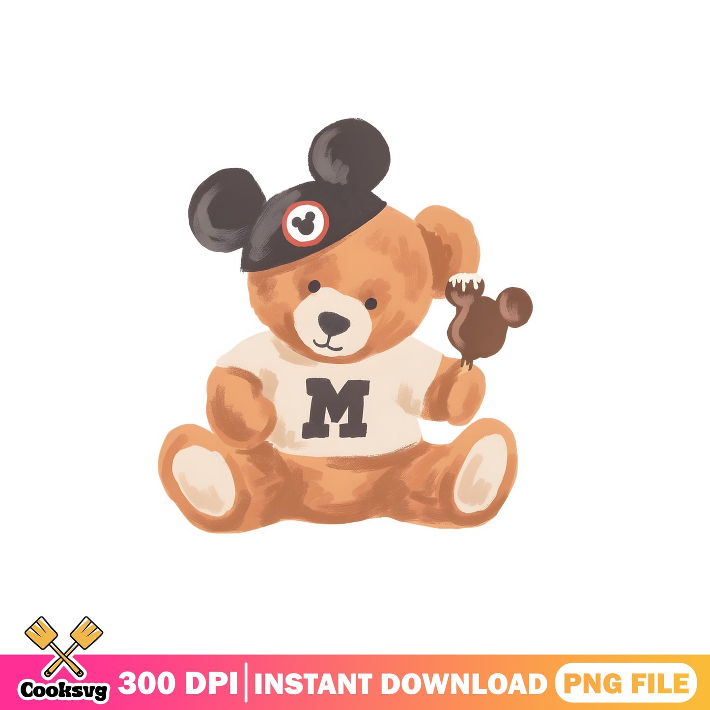 Disney Mickey Mouse Teddy Bear PNG, Mickey Ears Hat PNG, Disney PNG