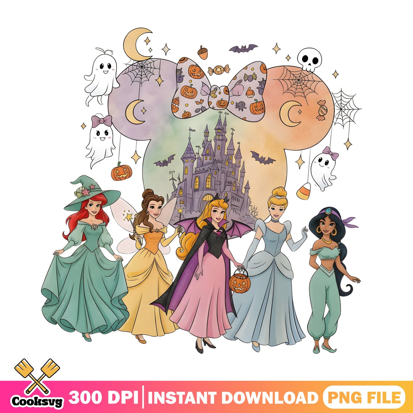 Disney Princess Halloween PNG, Spooky Princess Castle PNG, Halloween PNG