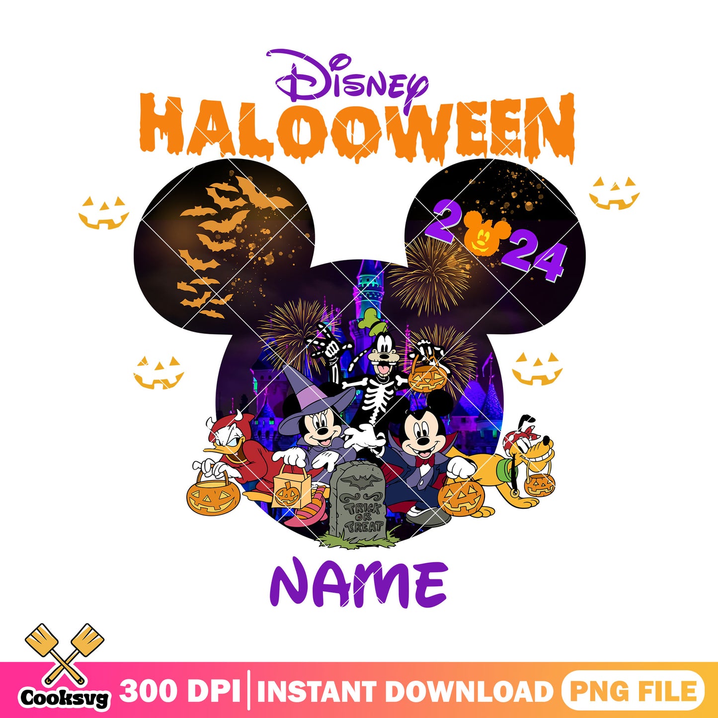 Disney halloween name png, disney and friends png, mickey head ong