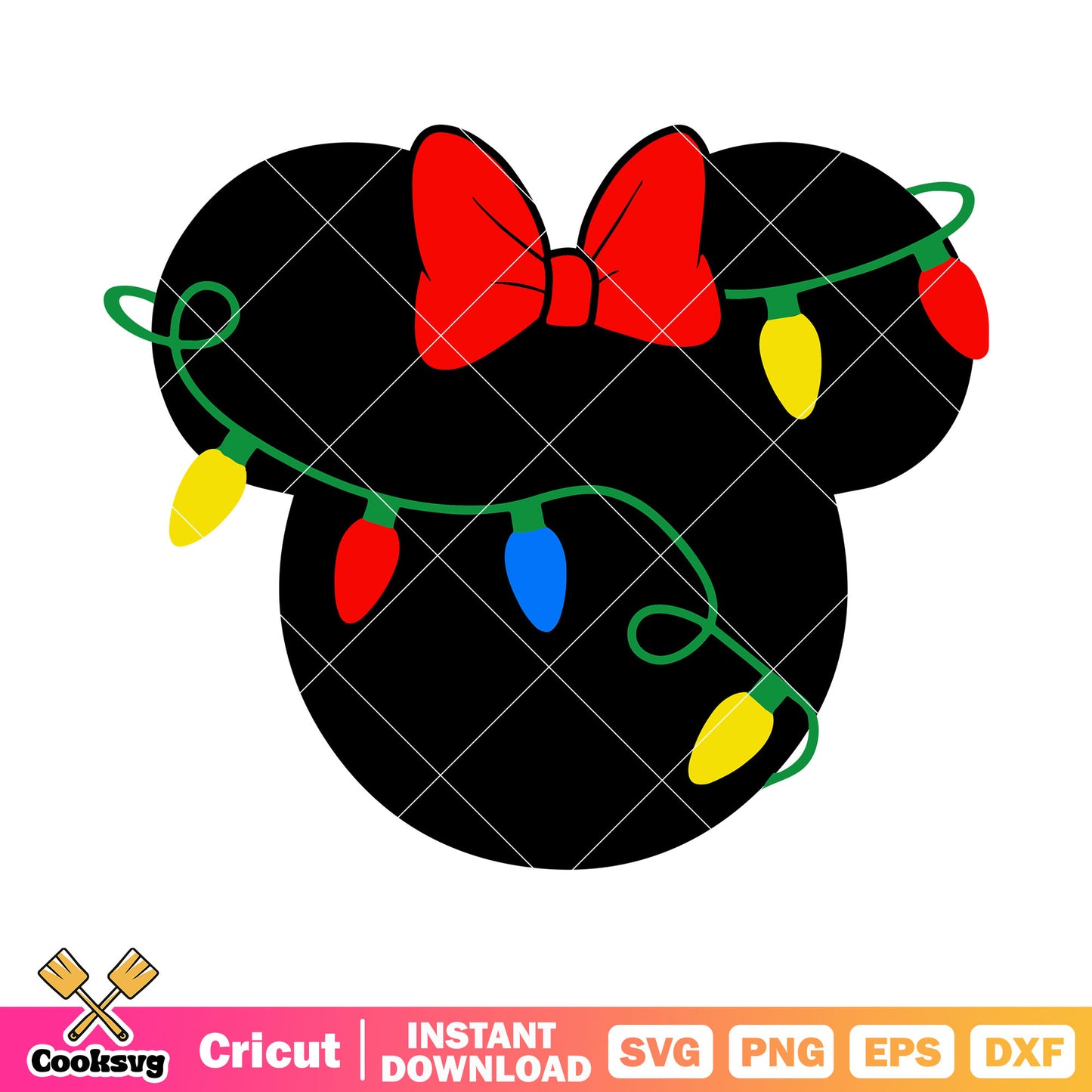 Disney head minnie christmas lights svg