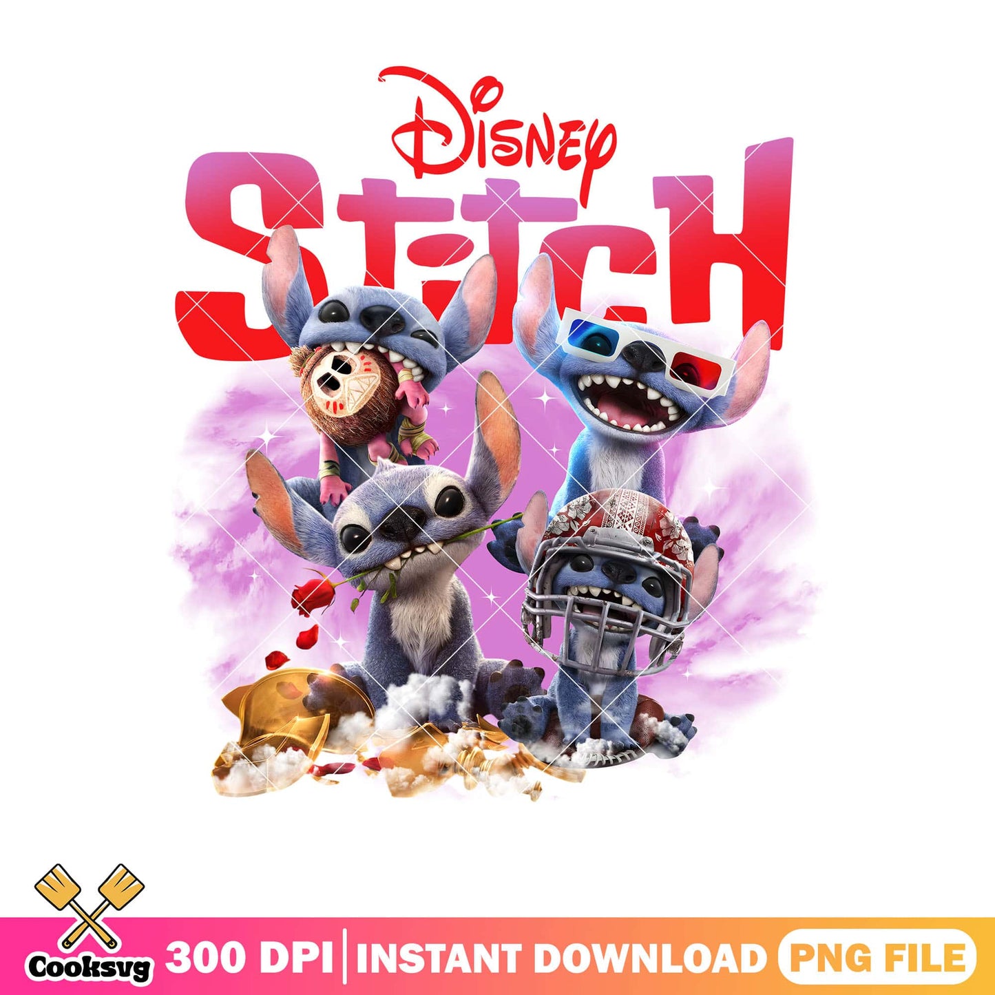 Disney lilo stitch pink vibes png, pink stitch png, cute movie stitch png