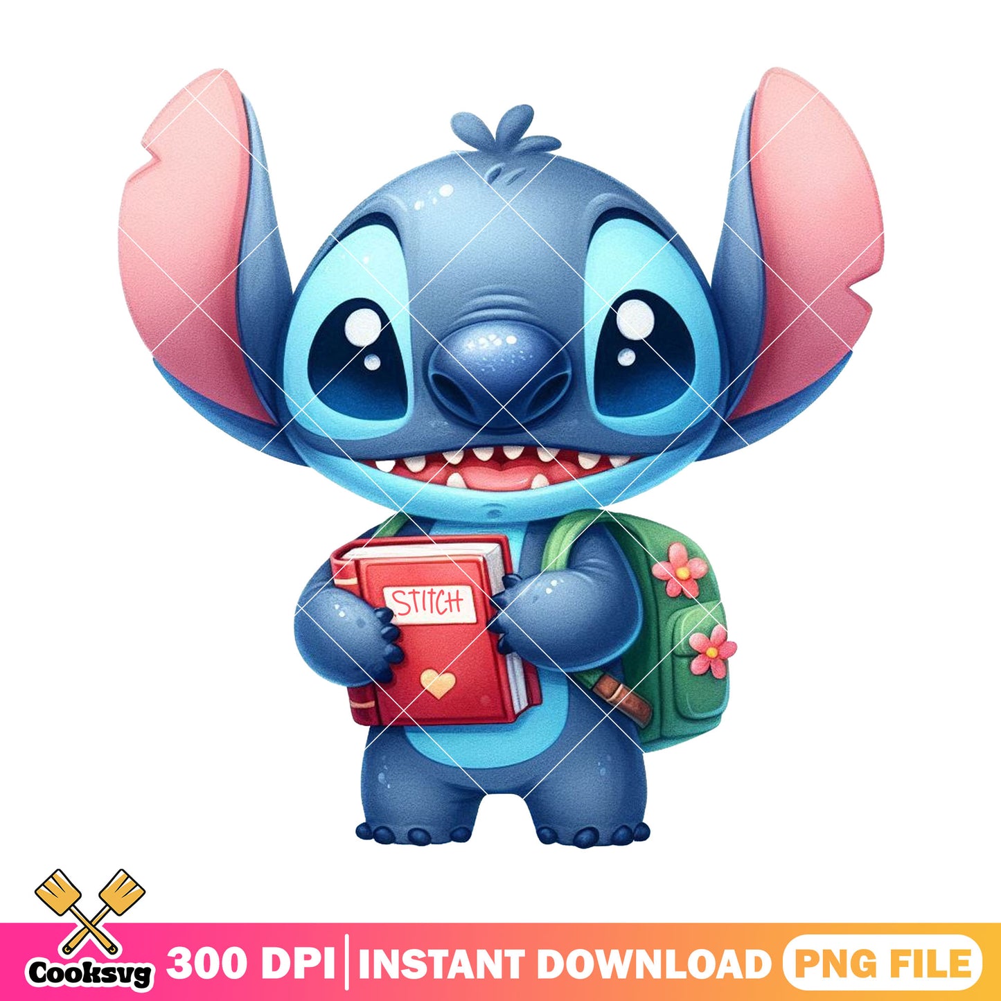 Disney stitch happy png, disney comic png, back to school decor png