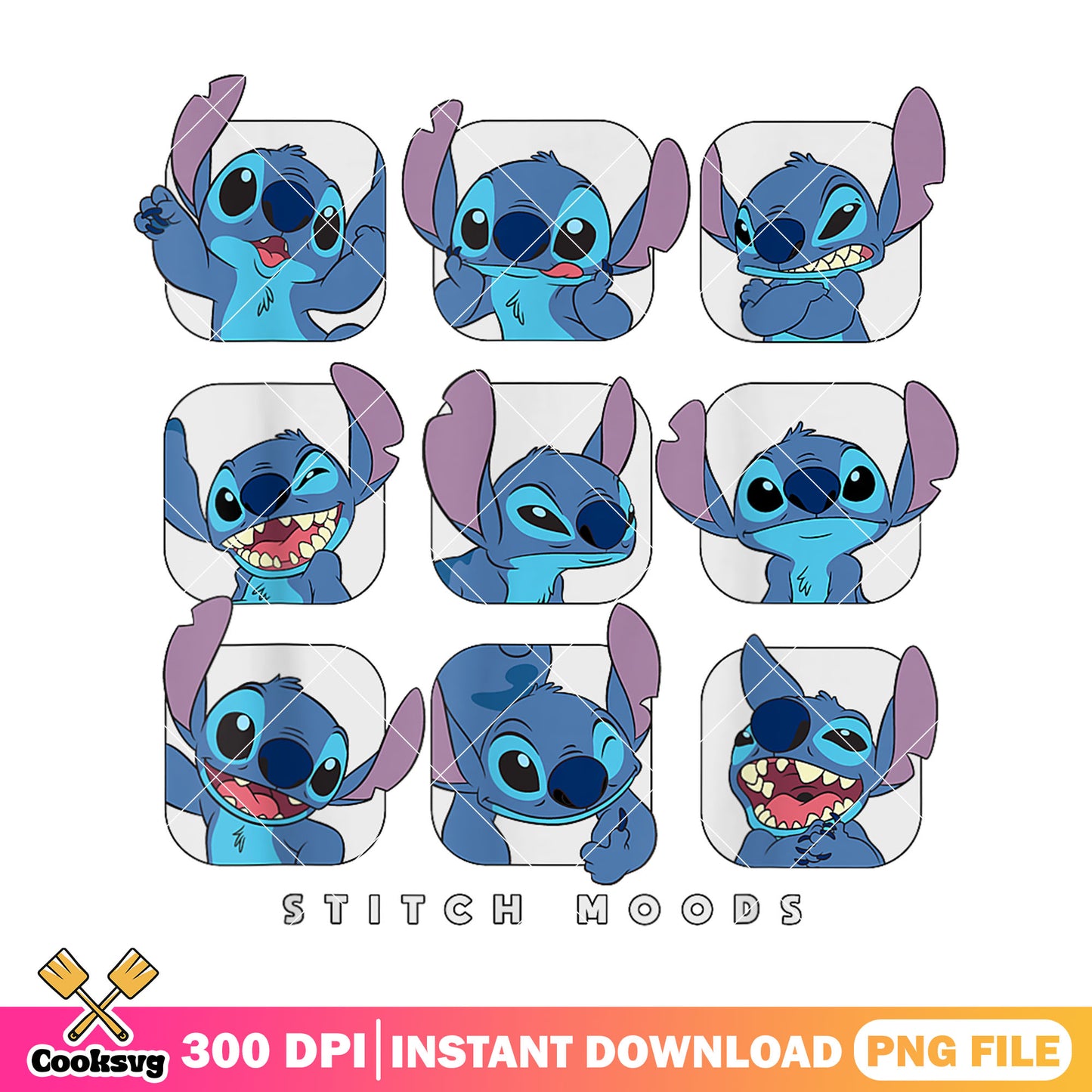 Disney stitch moods png design, stitch emotion png, disney stitch png