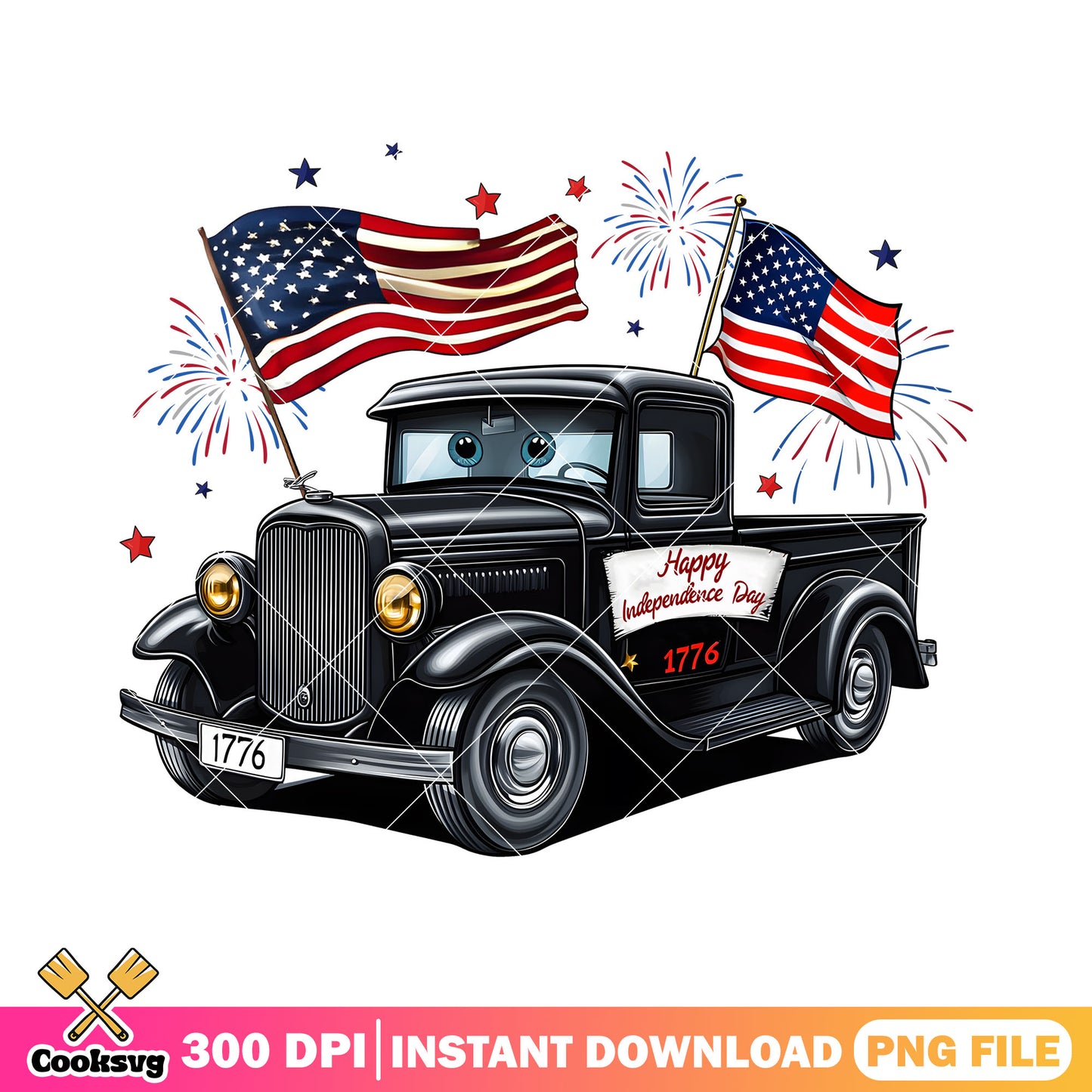 Disney truck car america png, disney car png, 4th of july day png