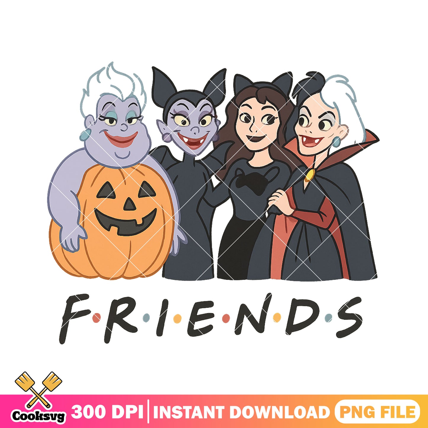 Disney villains on halloween png, disney halloween png