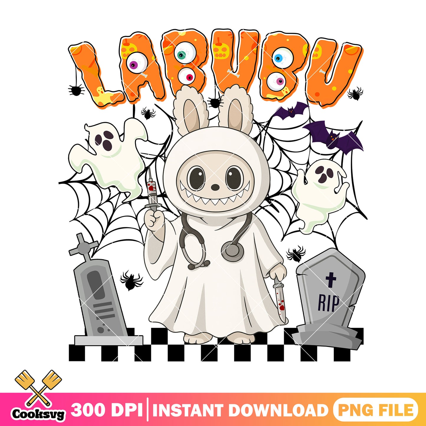 Doctor labubu halloween png, labubu doctor png, labubu pop mart png