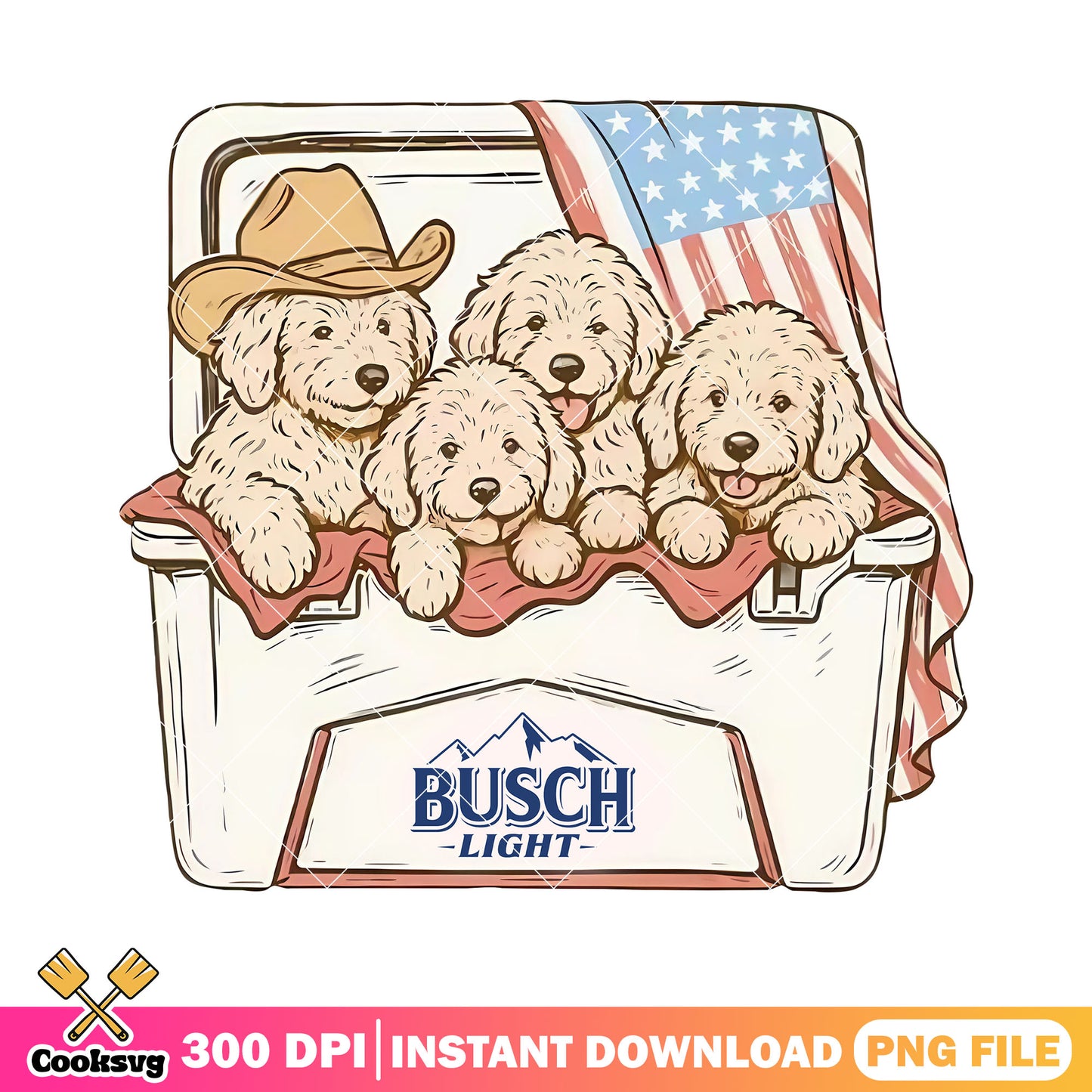 Dog and busch light beer png, busch light apple png, america flag png