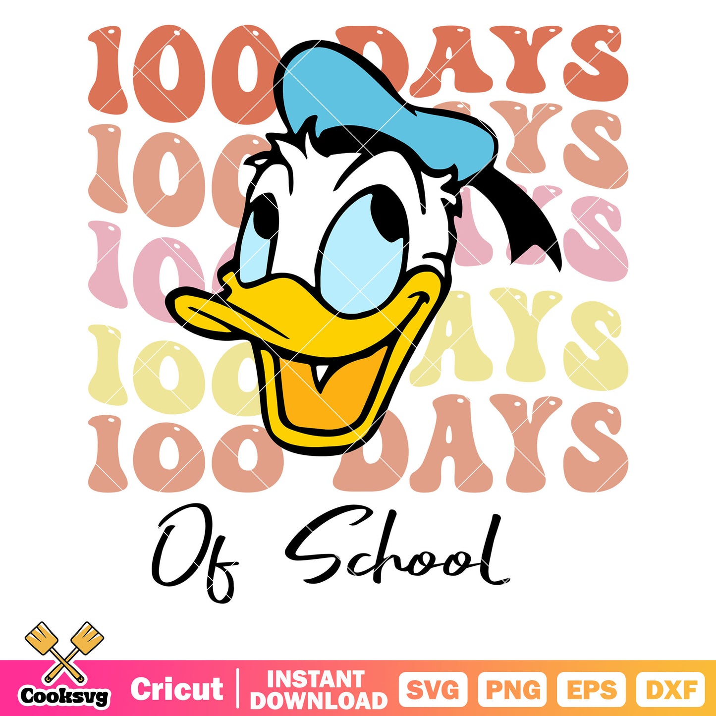 Donald disney 100 days of school svg, disney school svg, back to school svg