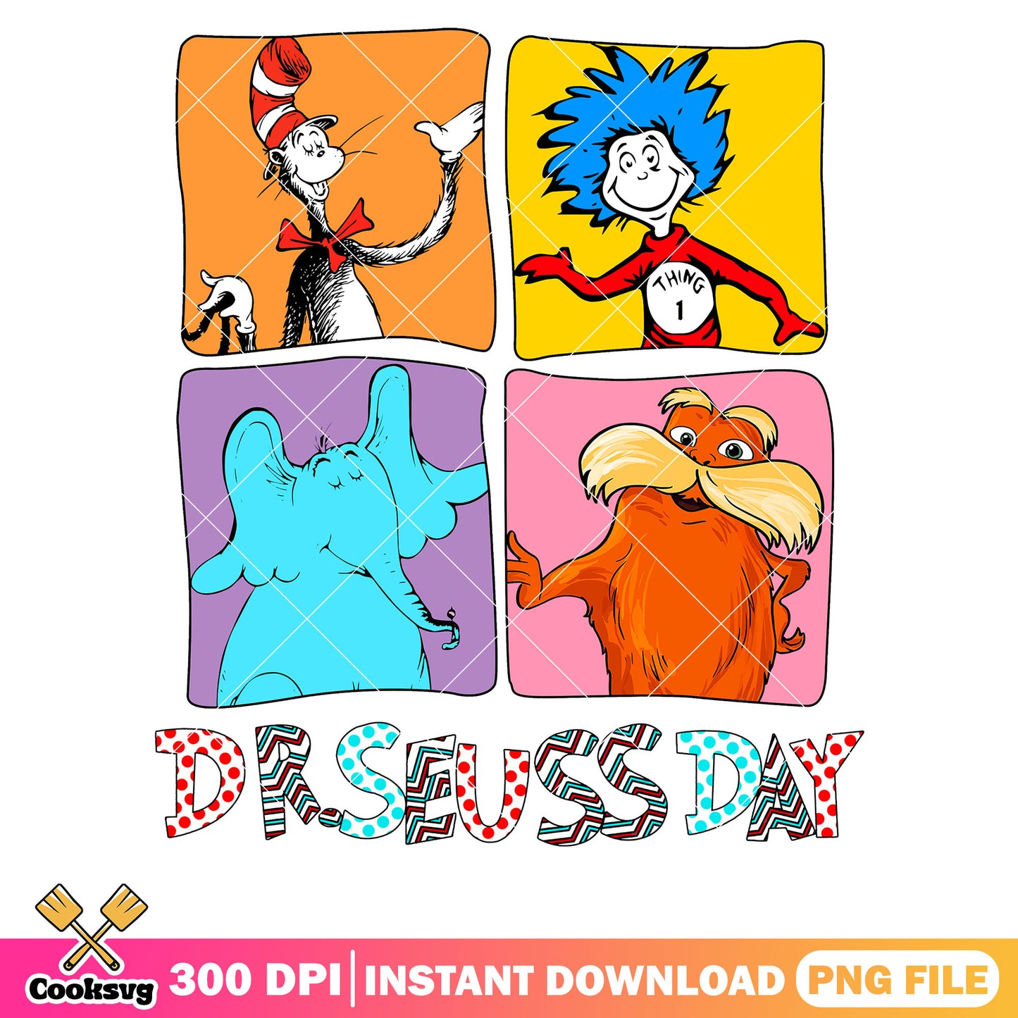 Dr seuss day with friends png file, dr seuss day png, dr seuss friends png