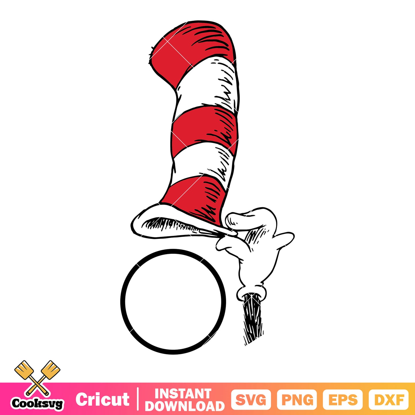 Dr seuss hat and circle svg, dr seuss hat svg, dr seuss svg