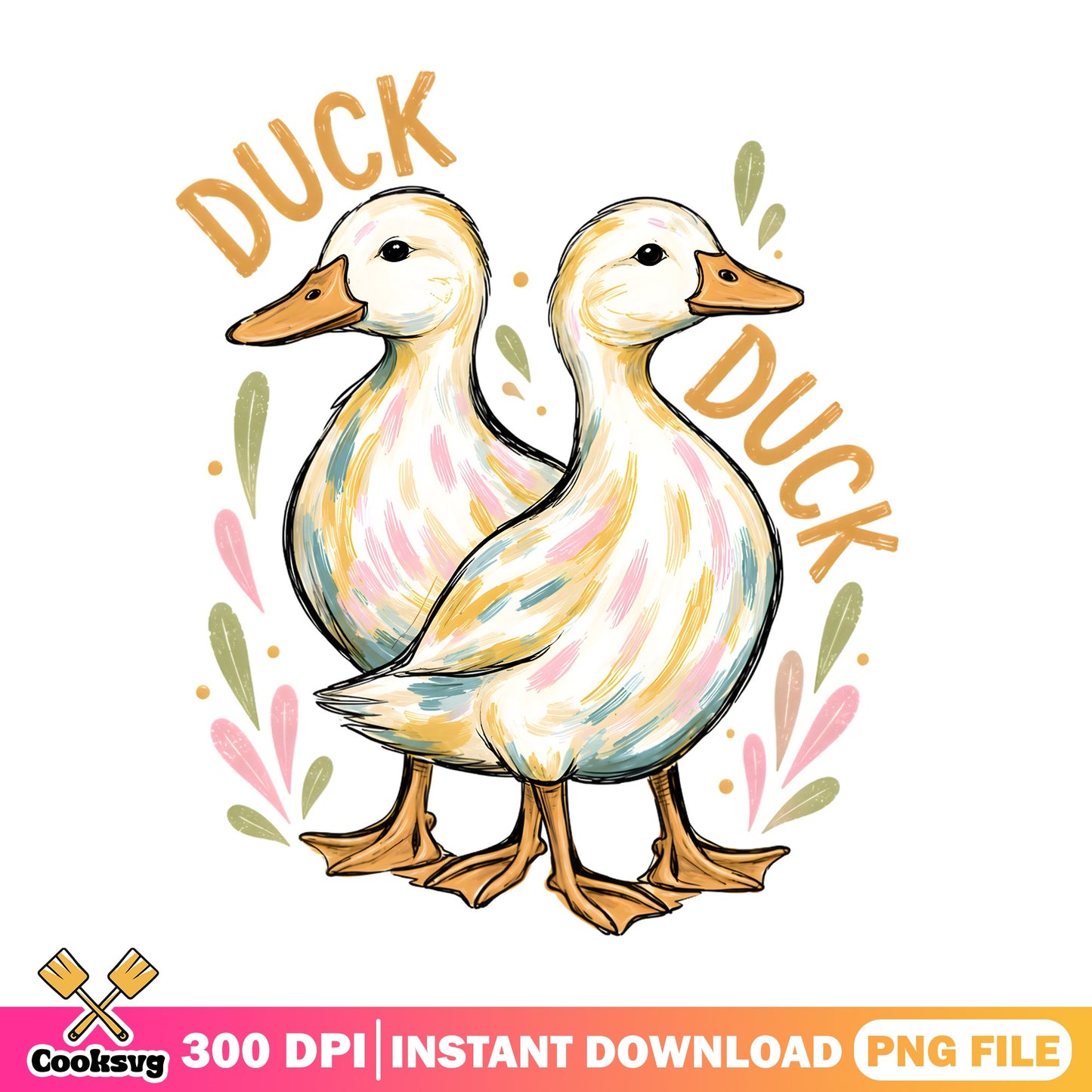 Duck Duck Cute Ducks PNG, Funny Duck Sublimation PNG, Farm Animal PNG