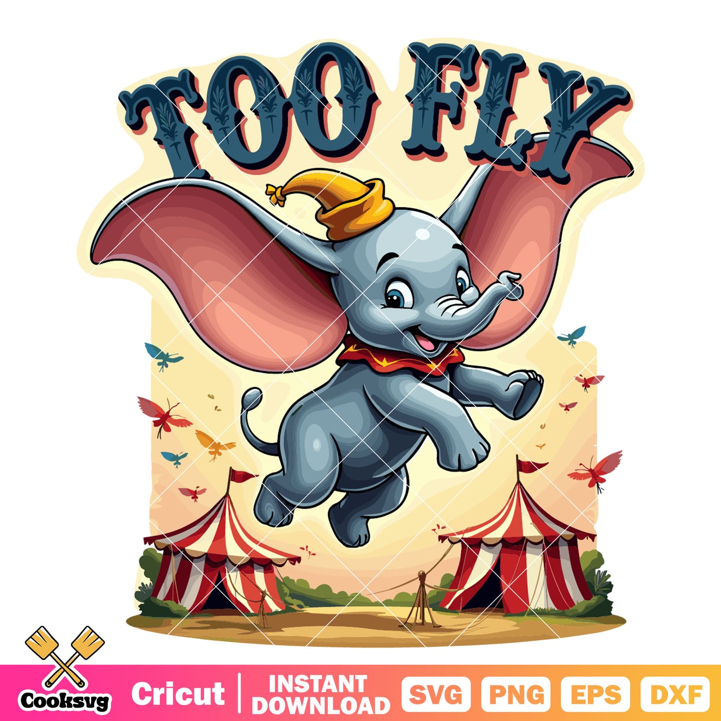 Dumbo elephant too fly svg, dumbo elephant svg, dumbo the elephant svg