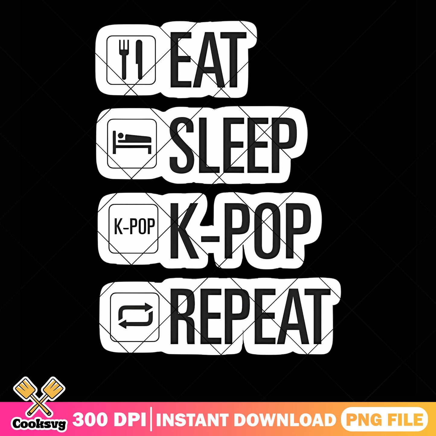 Eat sleep k pop repeat png, kpop demon hunters png, kpop logo png