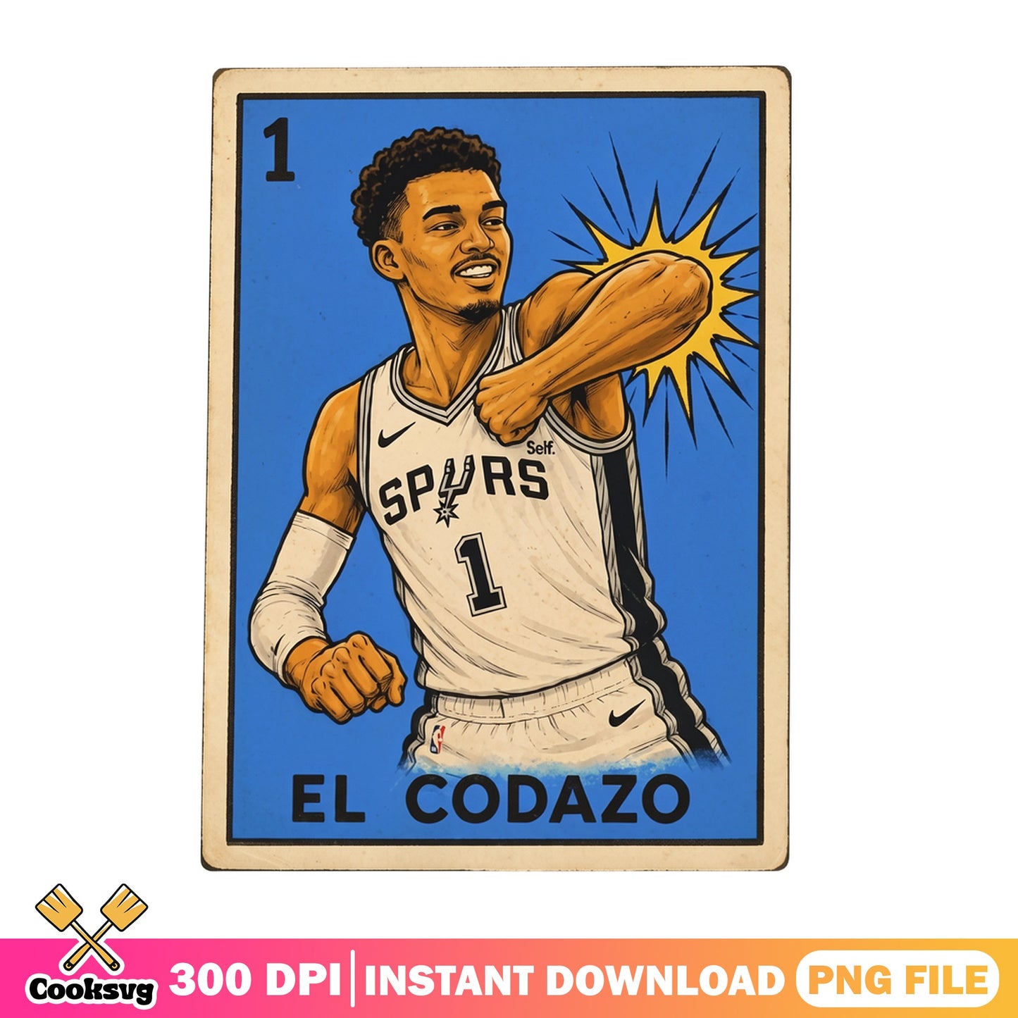 El Codazo Spurs Loteria Card PNG, Basketball Fan PNG, NBA PNG