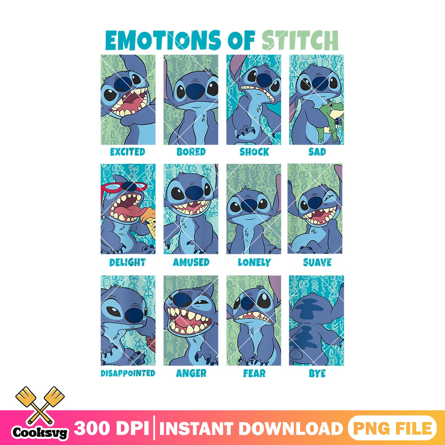 Emotions of stitch disney png, stitch emotion png, cute stitch png