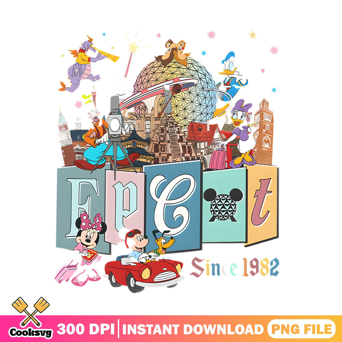 Epcot Since 1982 Disney Characters PNG, Mickey Mouse PNG, Disney Trip PNG
