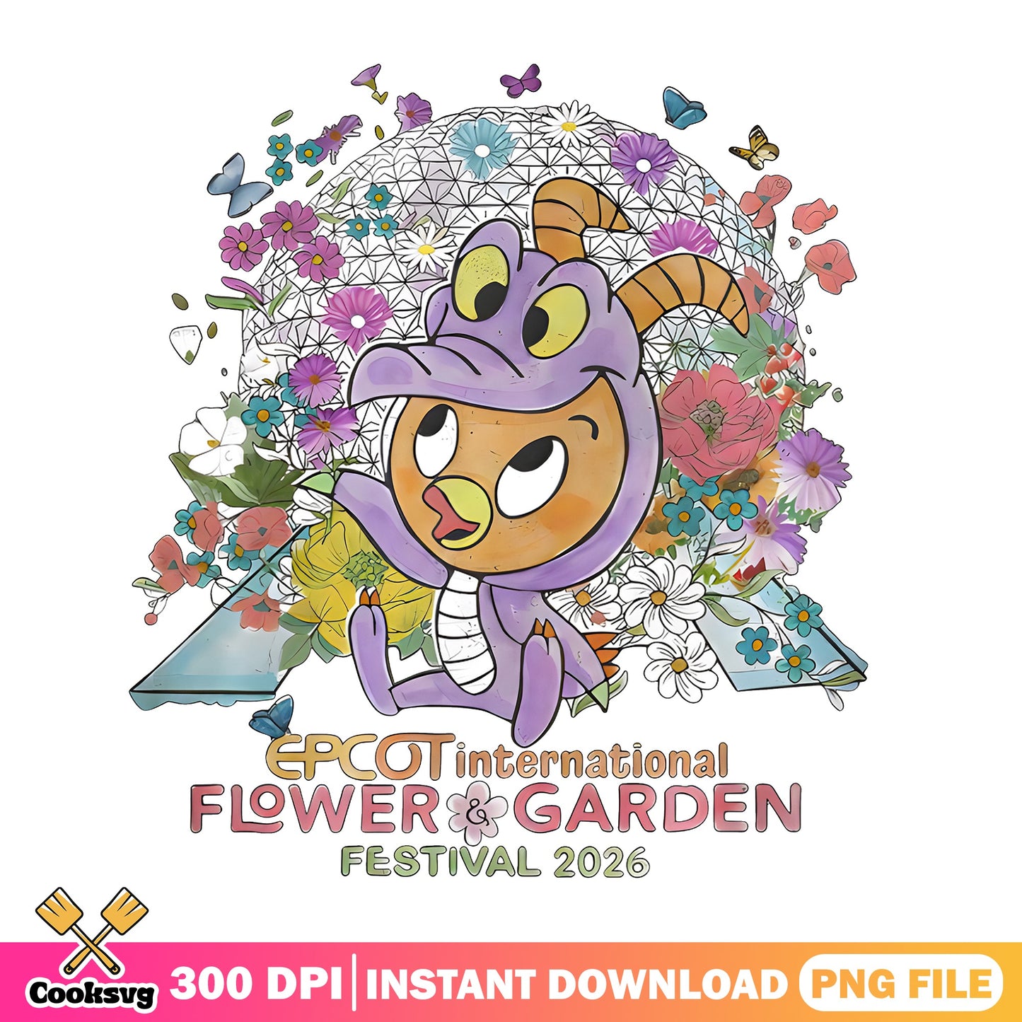Figment Epcot Flower Garden Festival 2026 PNG, Disney PNG