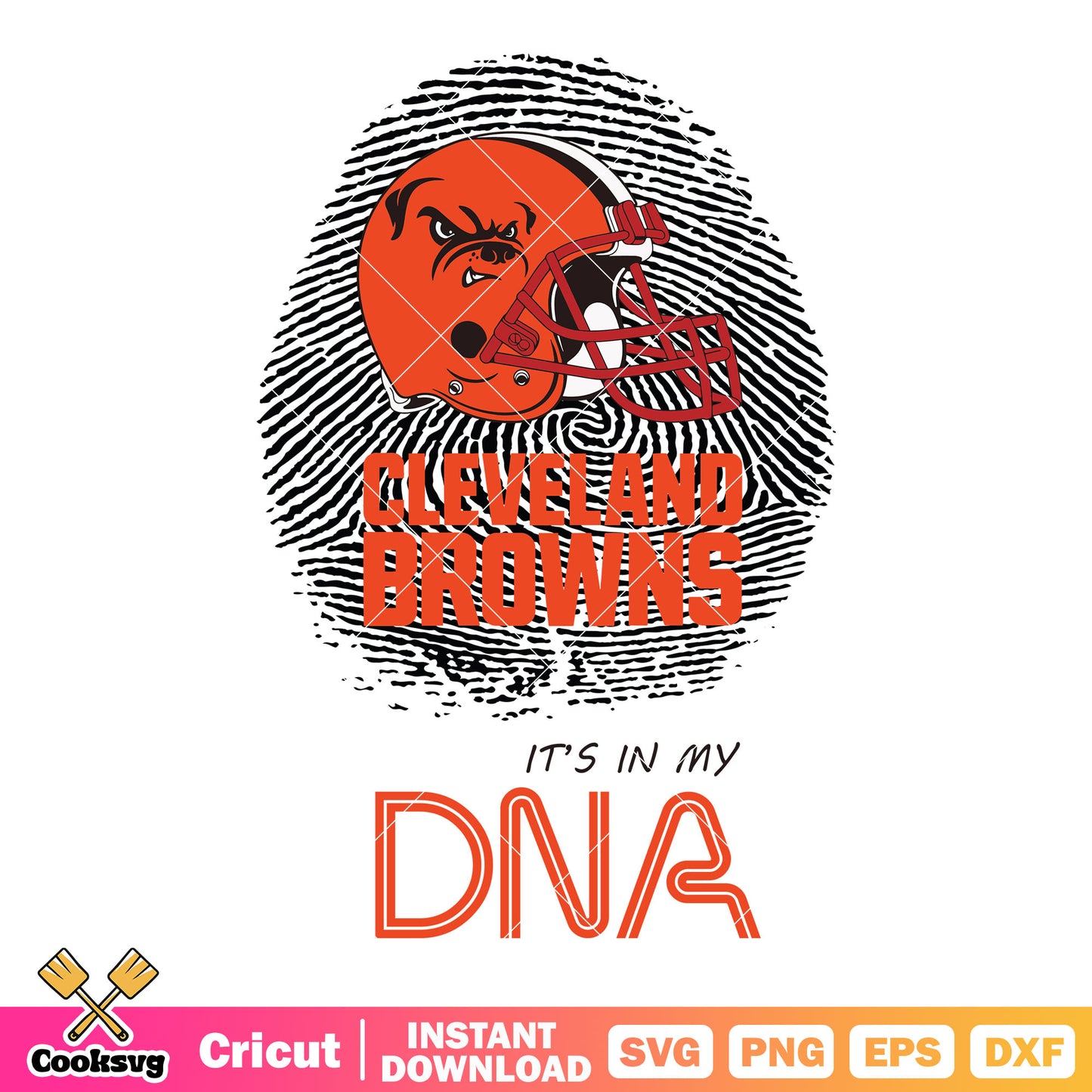 Fingerprint bull dog svg, cleveland svg, national football leauge svg