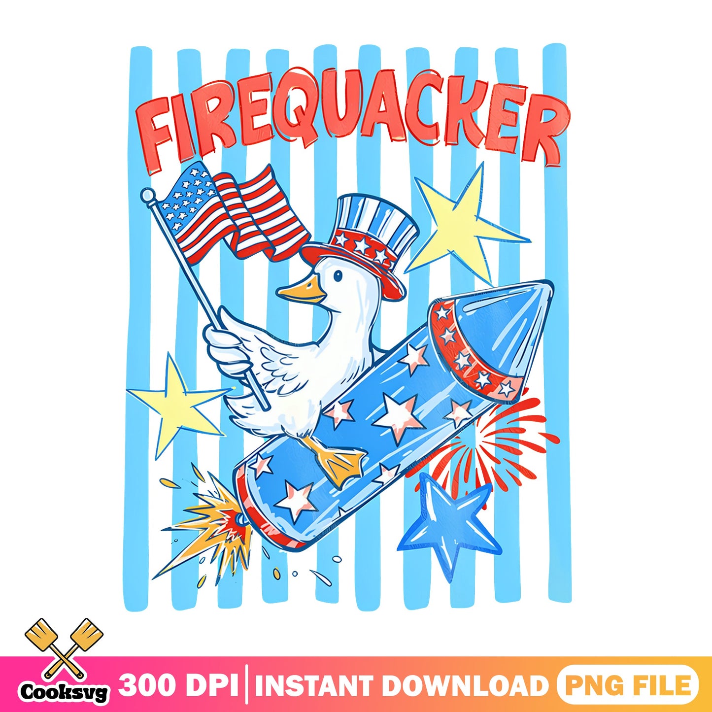 Firequacker Duck 4th Of July PNG, Patriotic Duck PNG, Independence Day PNG