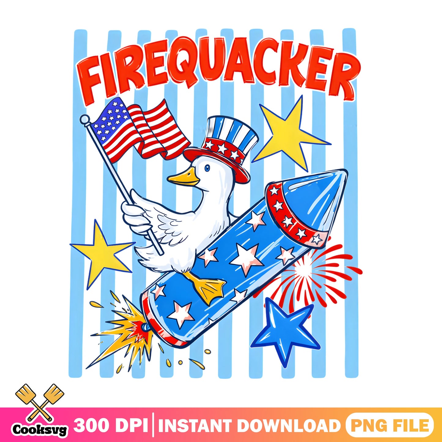 Firequacker Duck 4th Of July PNG, Patriotic Duck PNG, USA PNG