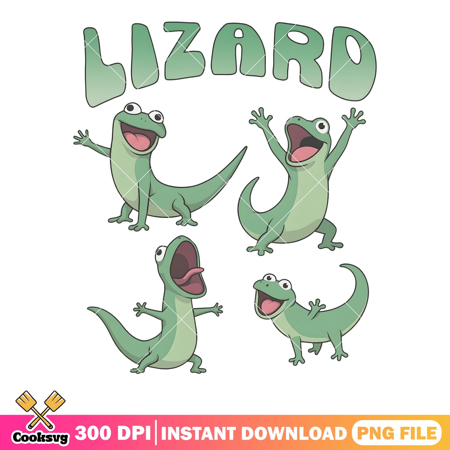 Four green lizard vibes png, disney vibes png, pixars hooper png
