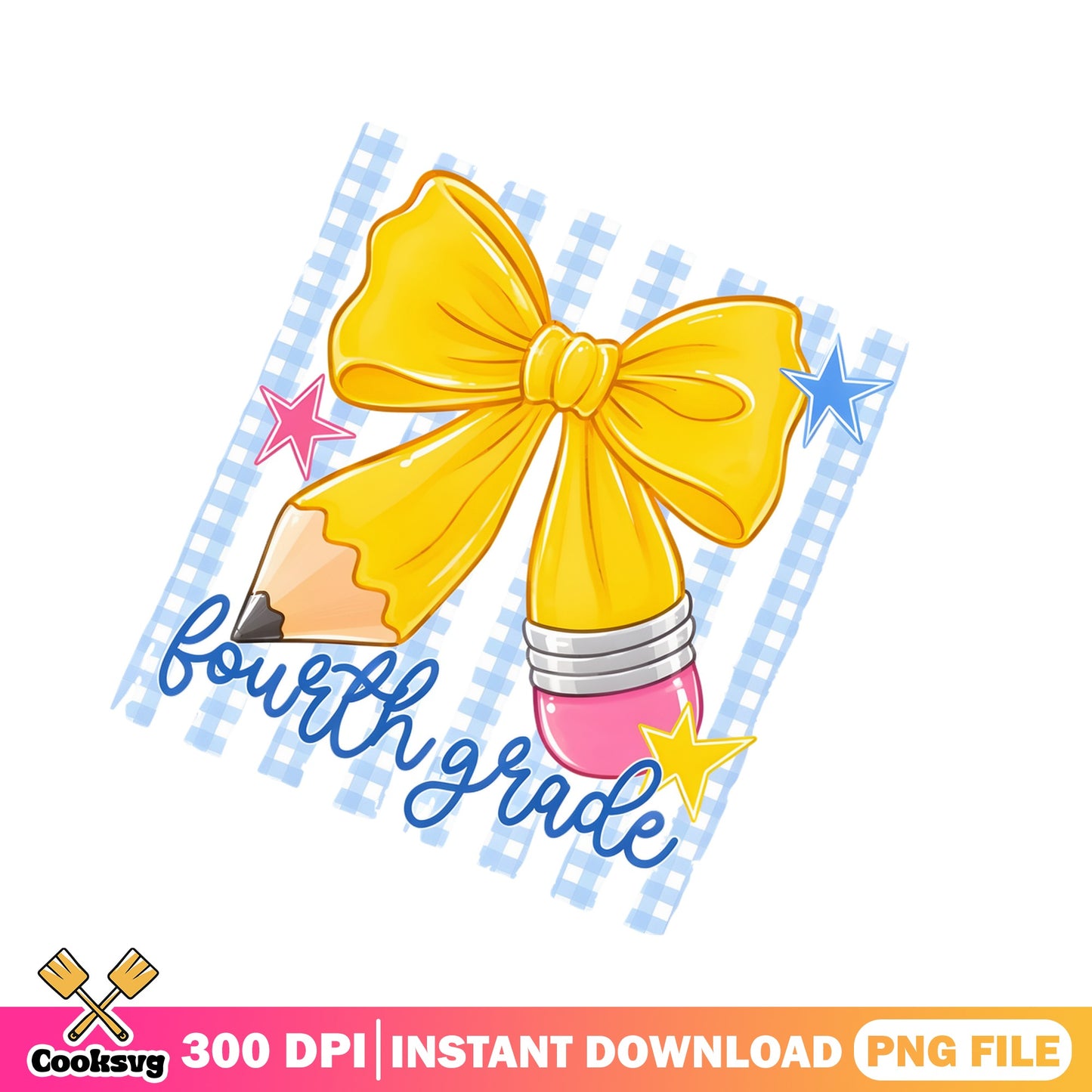 Fourth Grade Pencil Bow PNG, Back To School PNG, Teacher PNG