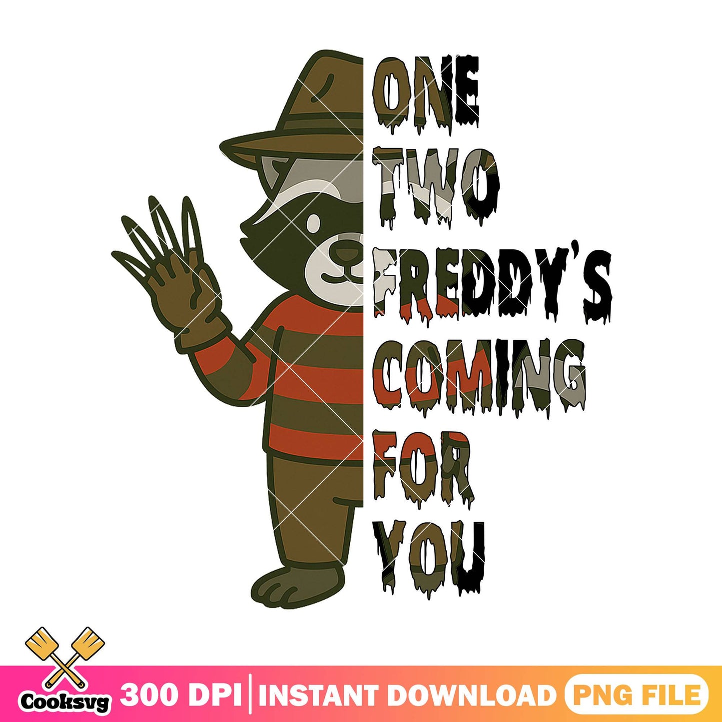 Freddy coming for you png, raccoon horror png, halloween day png