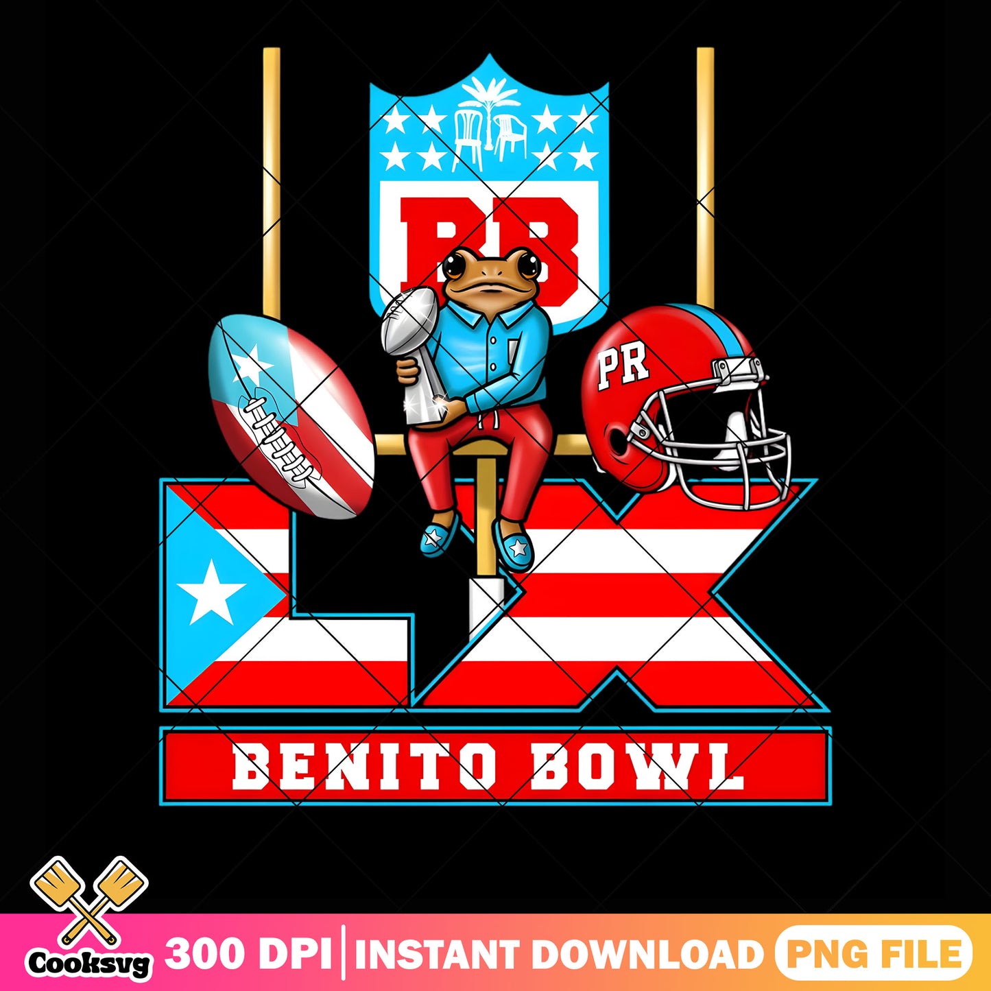 Frog in benito bowl lx png, super bowl lx png, rugby ball png