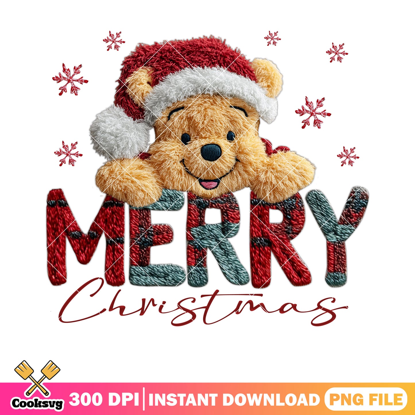 Fullfy pooh bear christmas png, merry christmas png, winnie the pooh png
