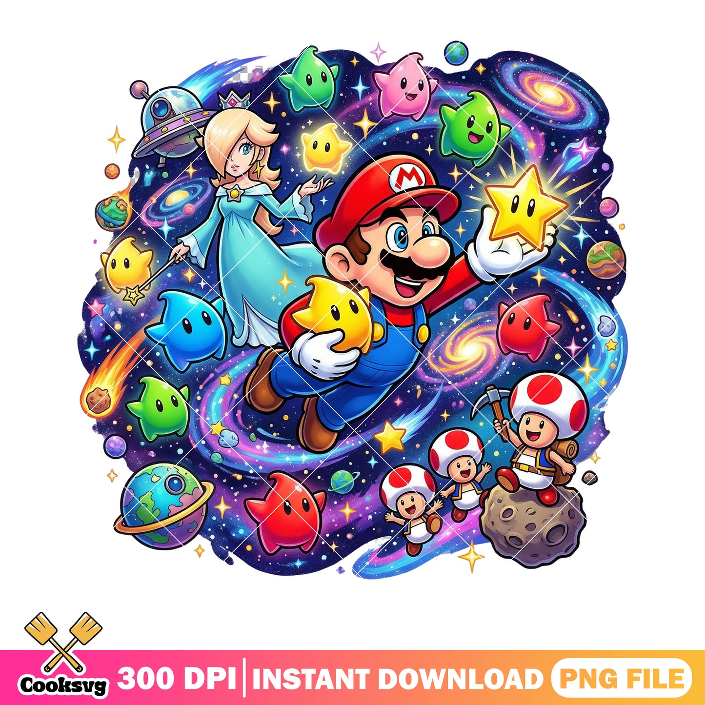 Galaxy black hole mario png, galaxy vibes png, rosalina princess png