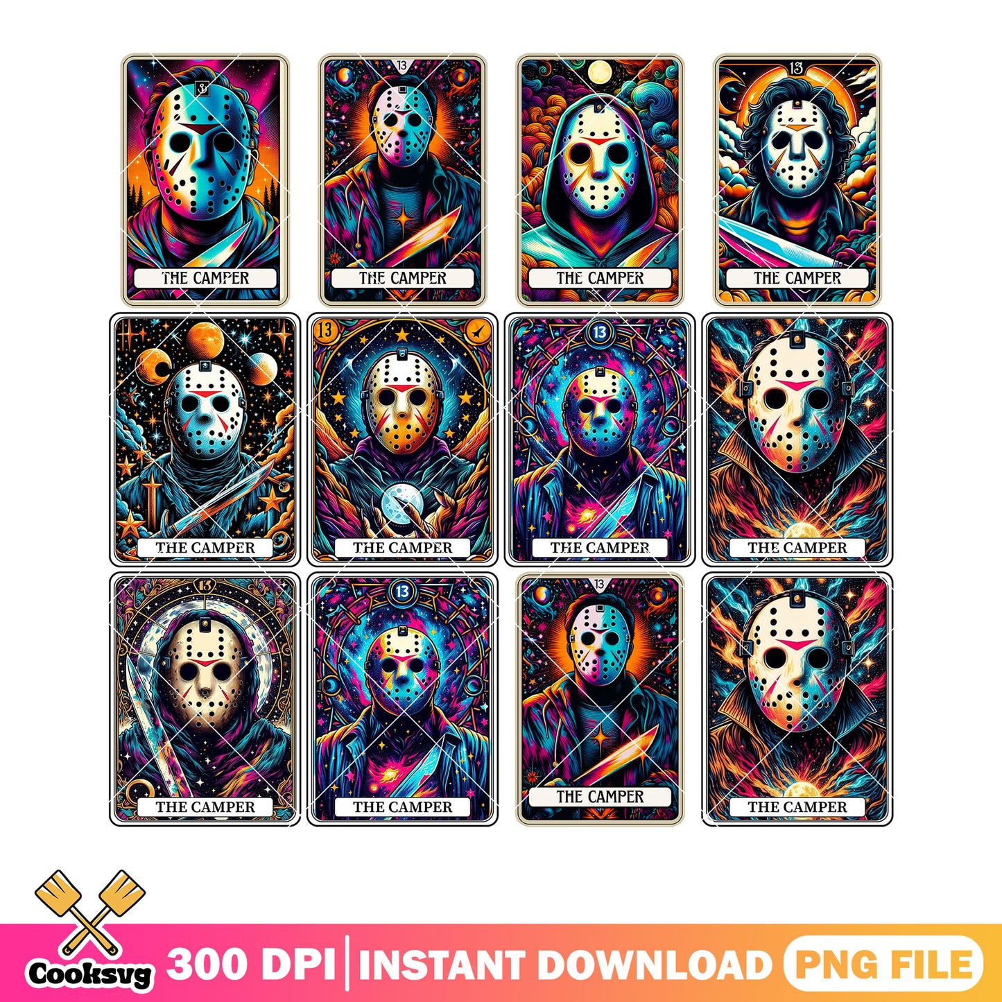Galaxy killer jason png bundle, friday the 13th png, hockey mask png