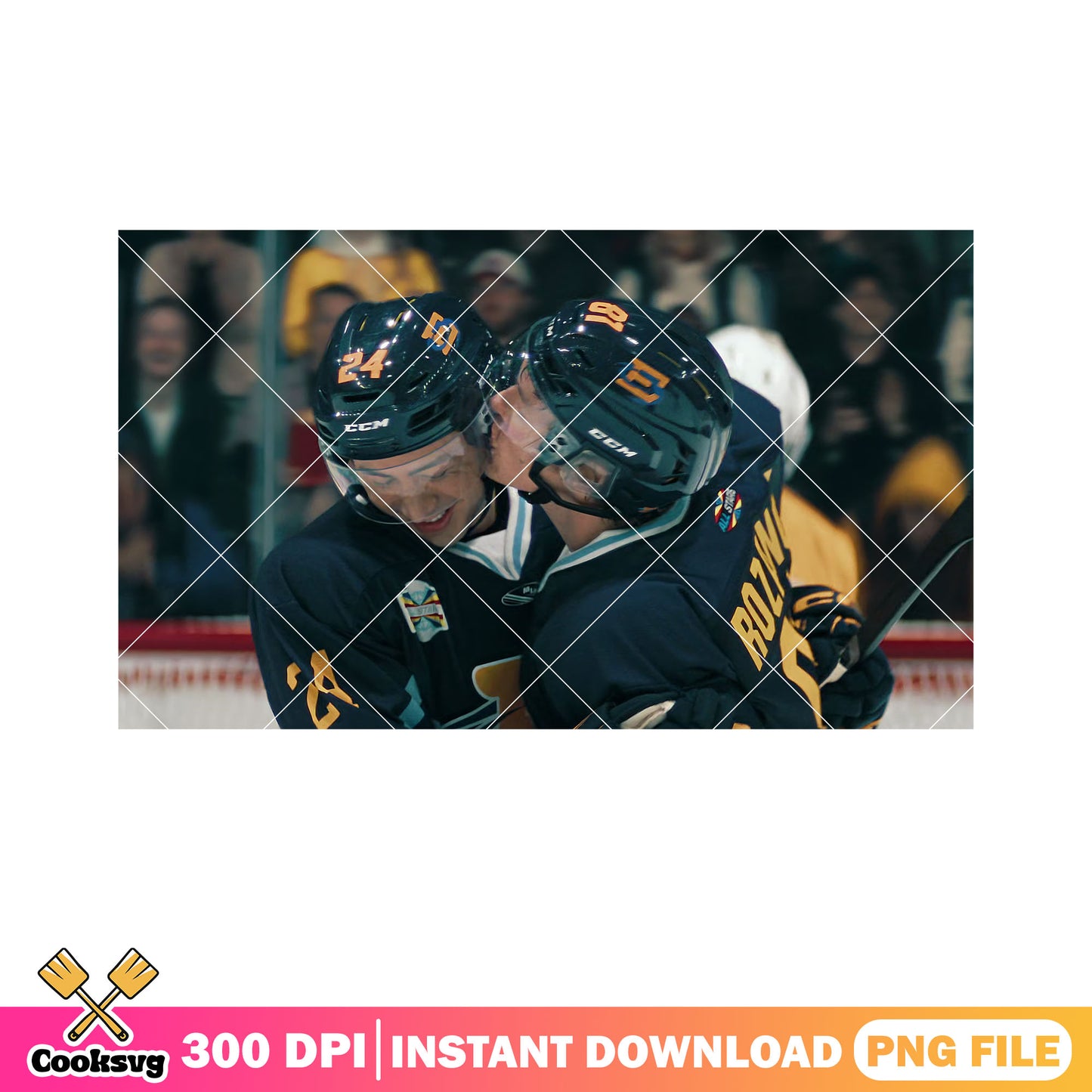 Gay Kiss in hockey match png, heated rivalry png, hollander team png