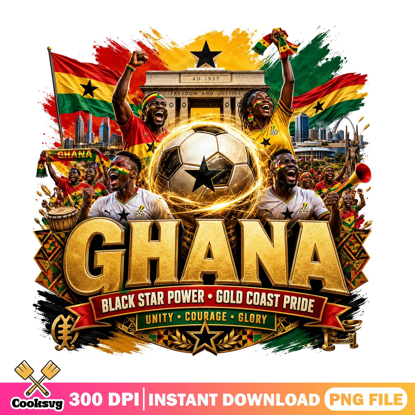 Ghana Black Star Power Soccer PNG, Gold Coast Pride PNG, Football PNG