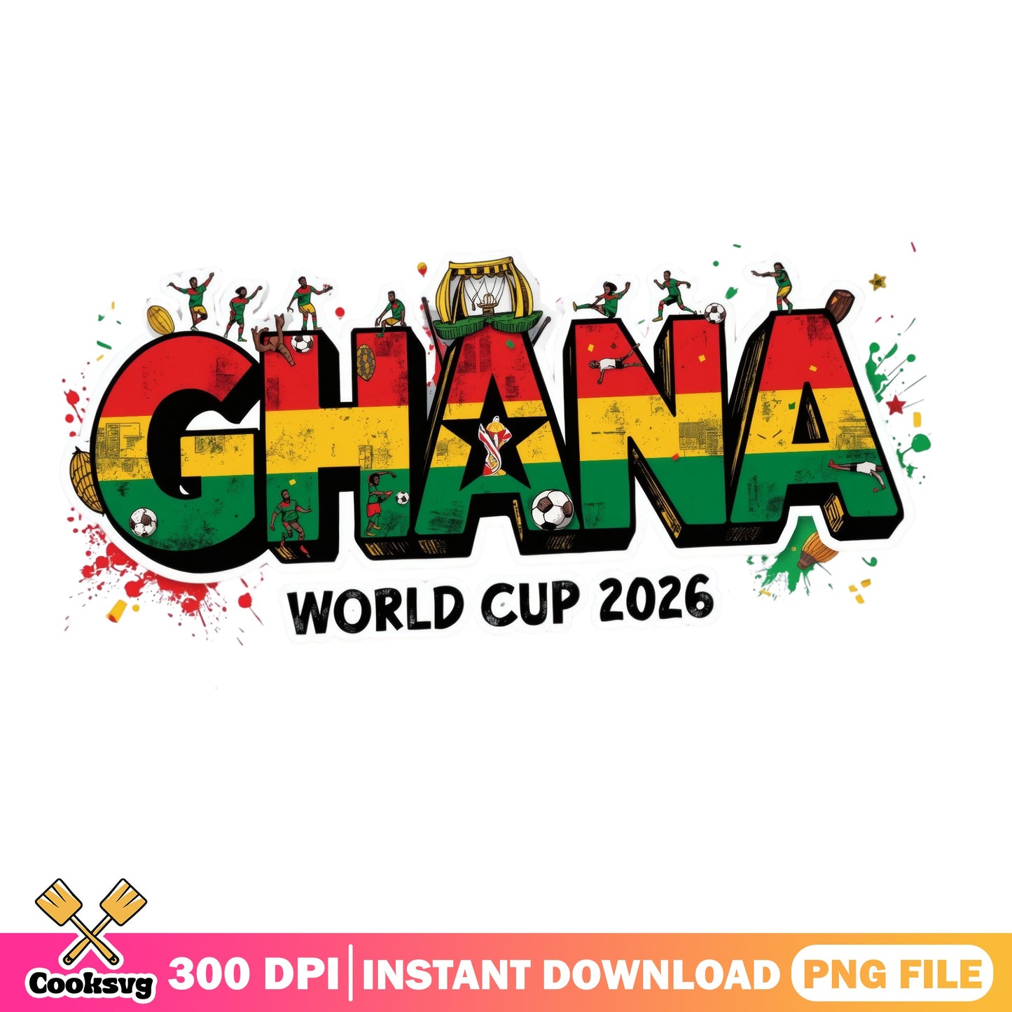 Ghana World Cup 2026 PNG, Ghana Football Flag PNG, Soccer PNG