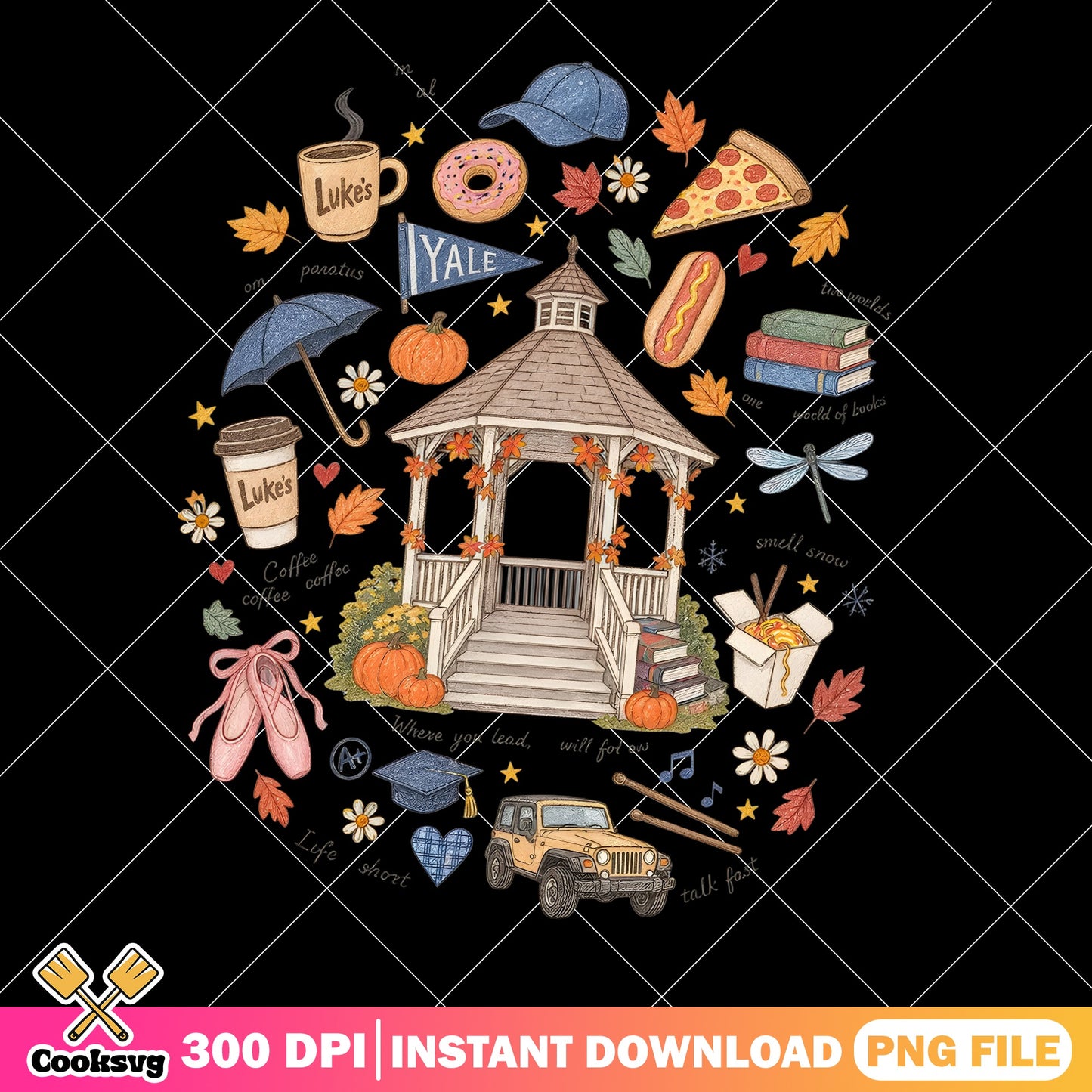Gilmore Girls PNG, Stars Hollow Gazebo PNG, Luke's Coffee PNG