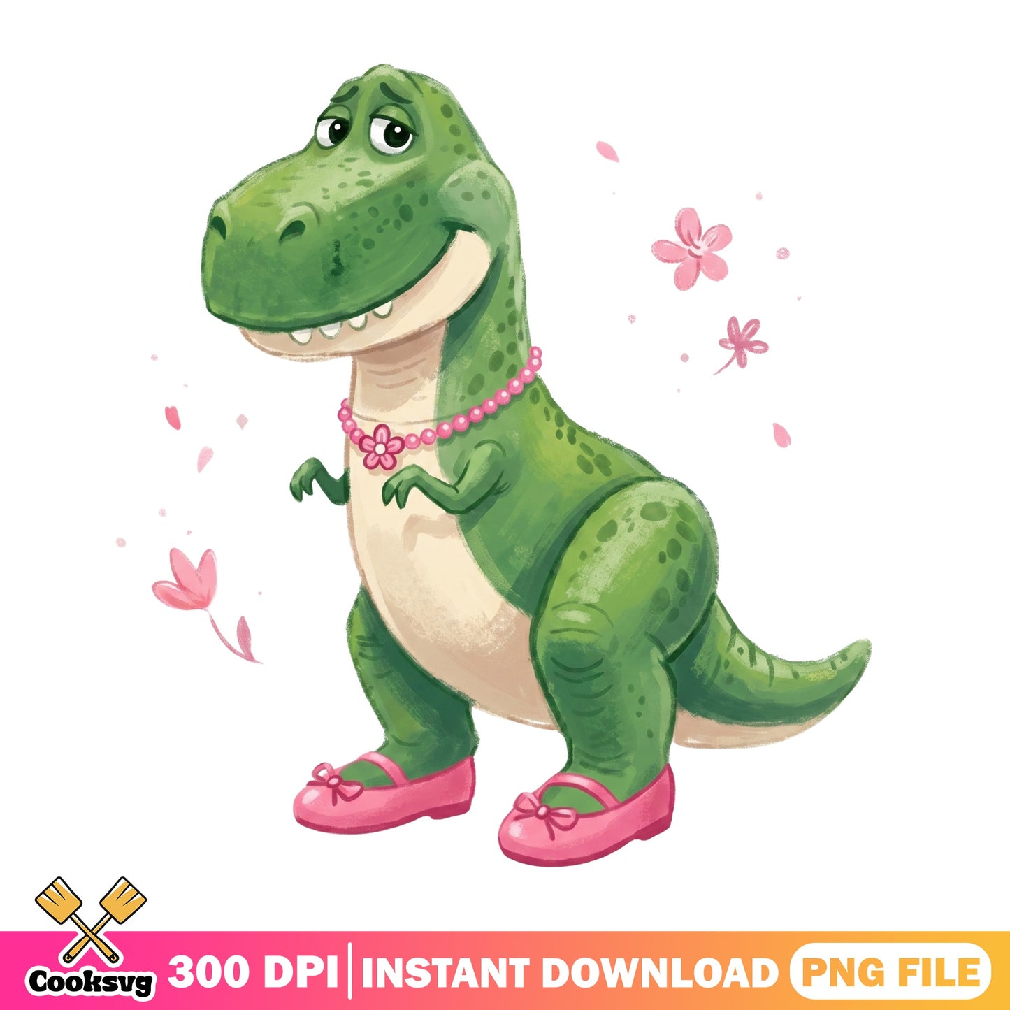 Girly Rex Dinosaur PNG, Cute T-Rex Pink Bow Clipart, Dino PNG