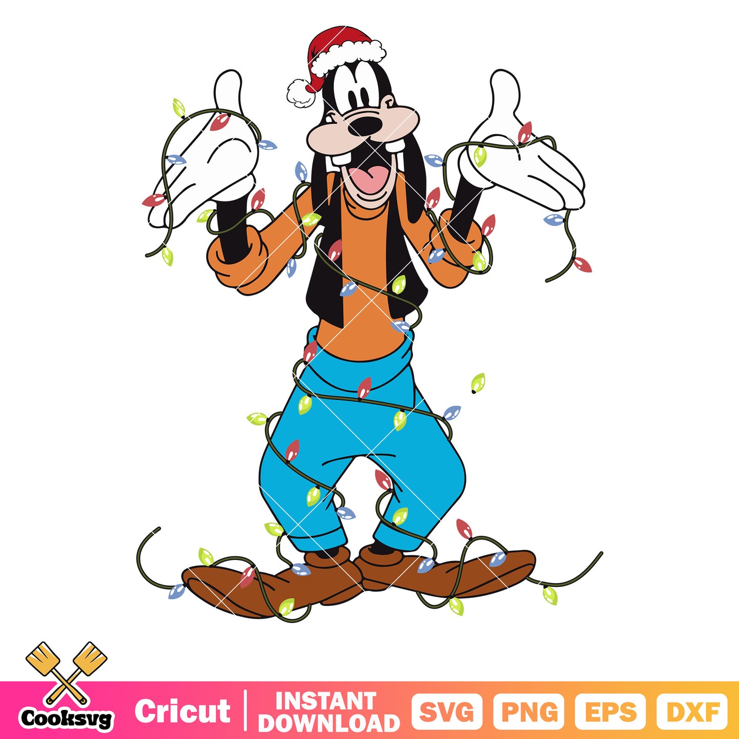 Goofy dog christmas lights svg