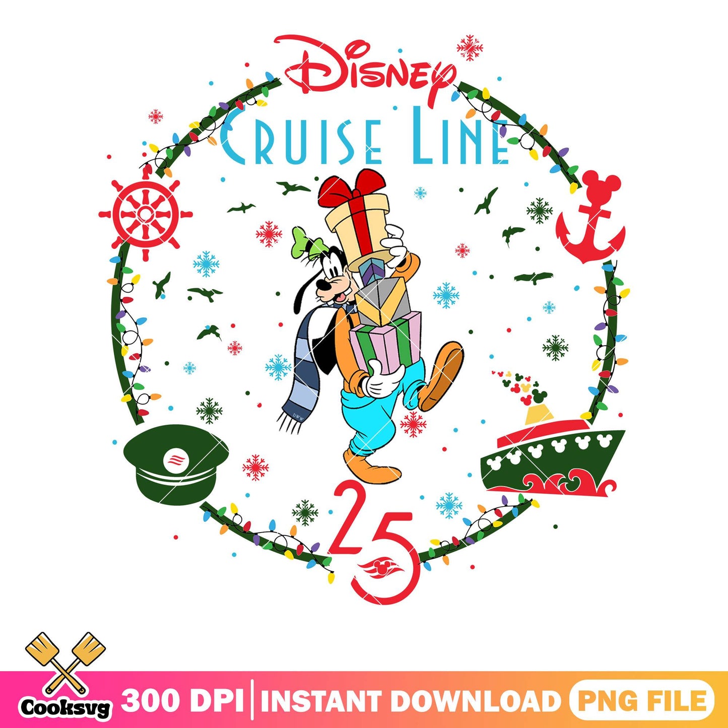 Goofy with christmas gifts png, goofy png, disney christmas png