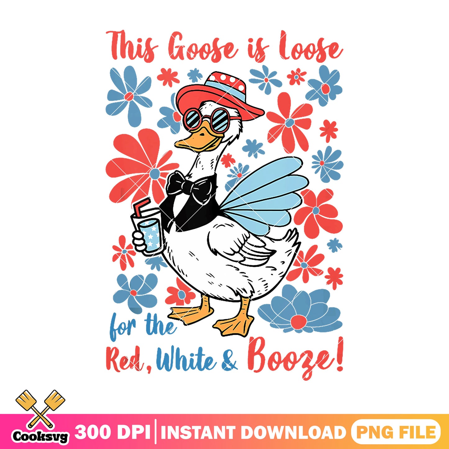 Goose red white booge png, red white america png, cute goose png