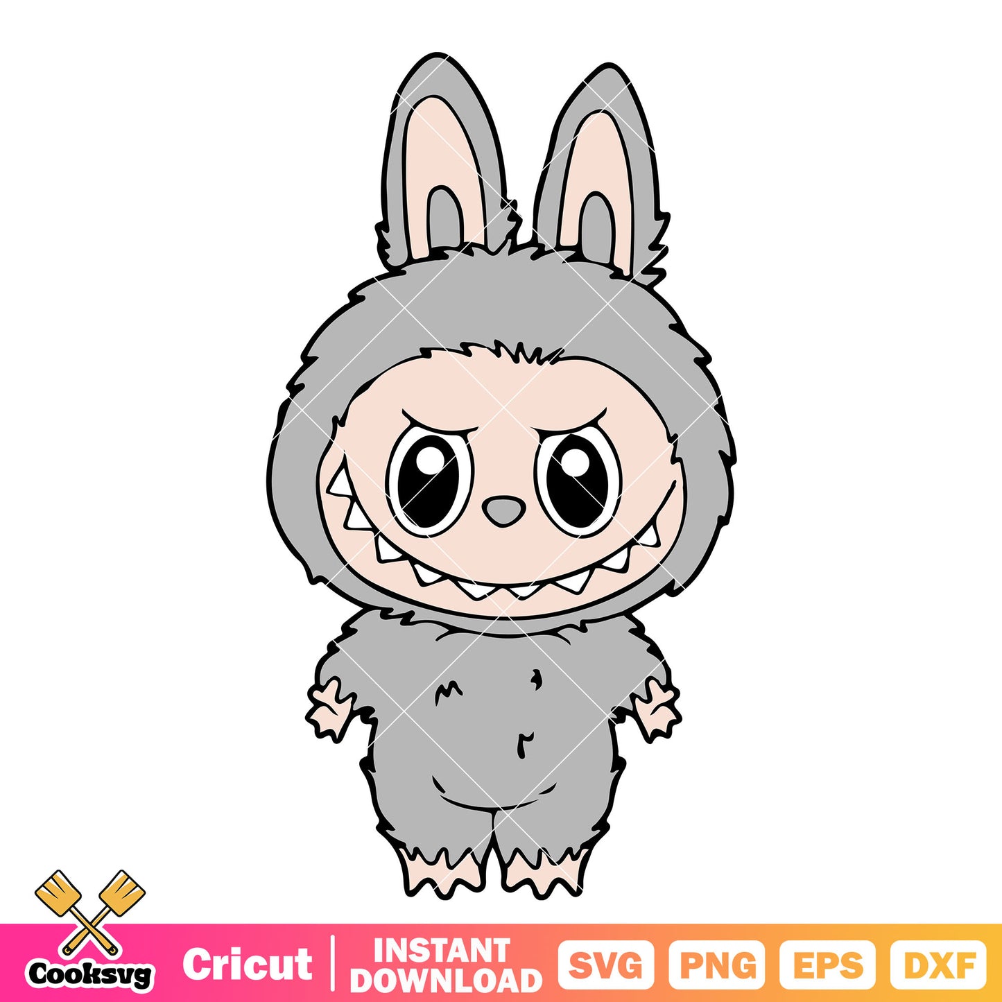 Gray labubu monster svg, gray labubu svg, labubu monster svg