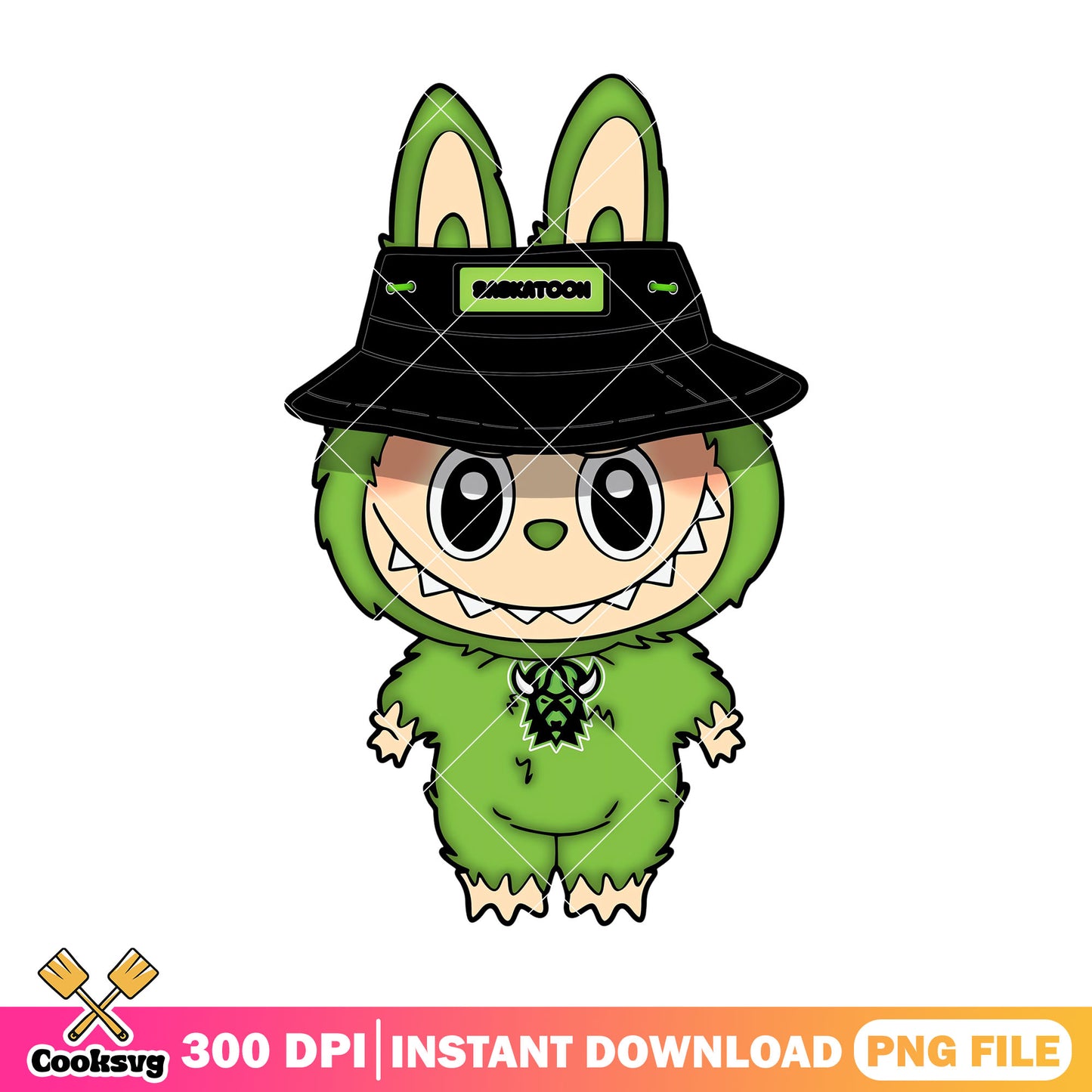 Green labubu design png, saskatoon bison png, labubu cute png