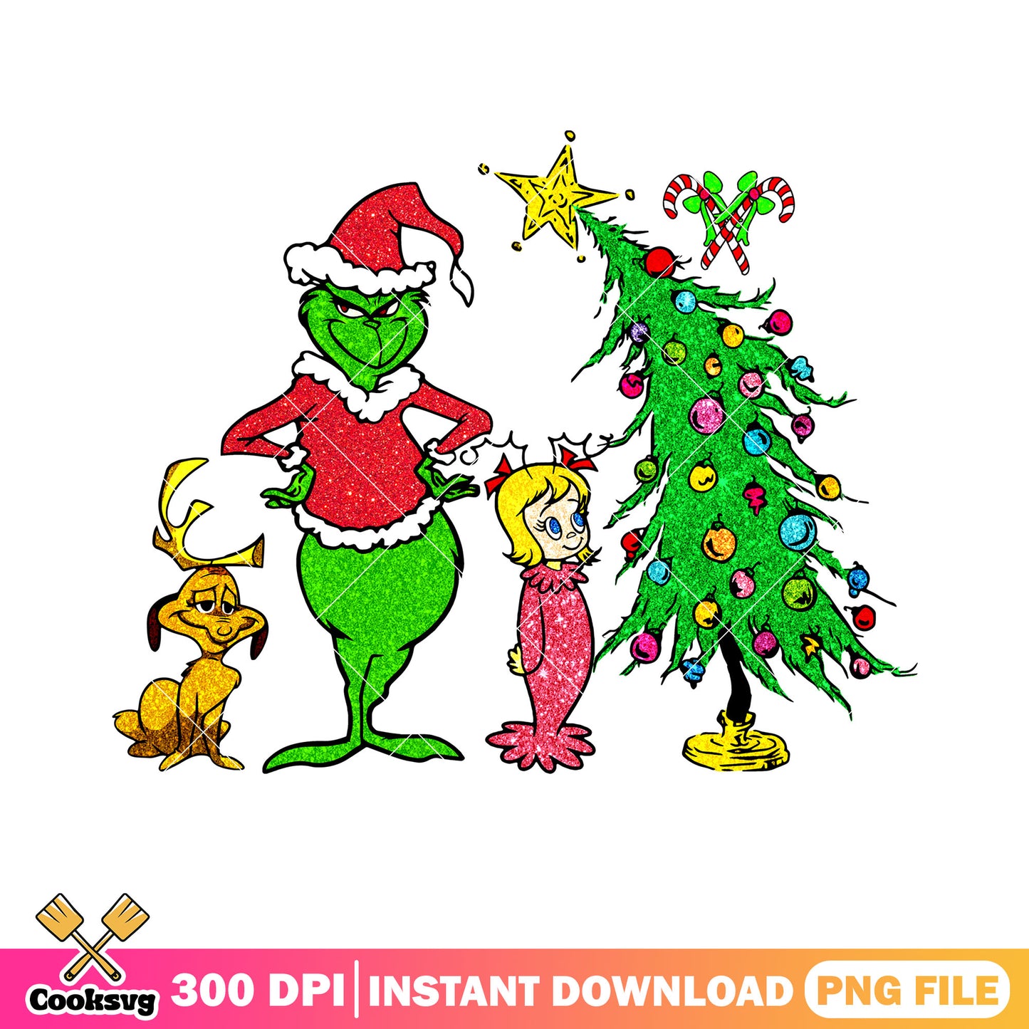 Grinch cindy and max xmas png, christmas movies png, christmas gifts png