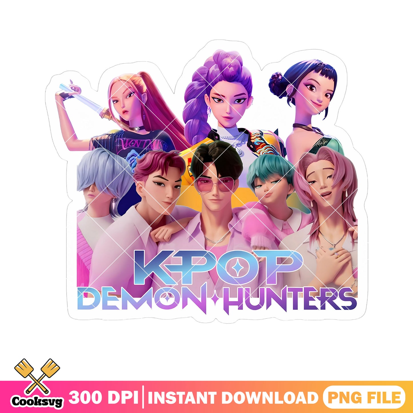 Group 3d poster kpop png, all members kpop png, demon hunters png