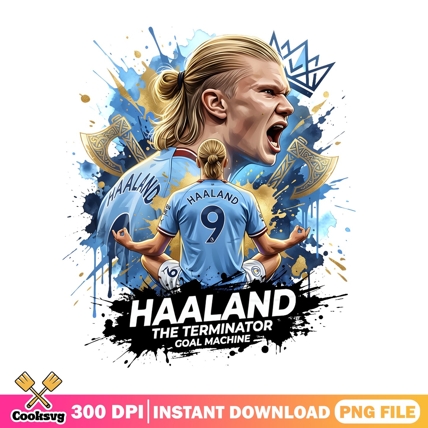 Haaland The Terminator Goal Machine PNG, Soccer Player PNG, Football PNG