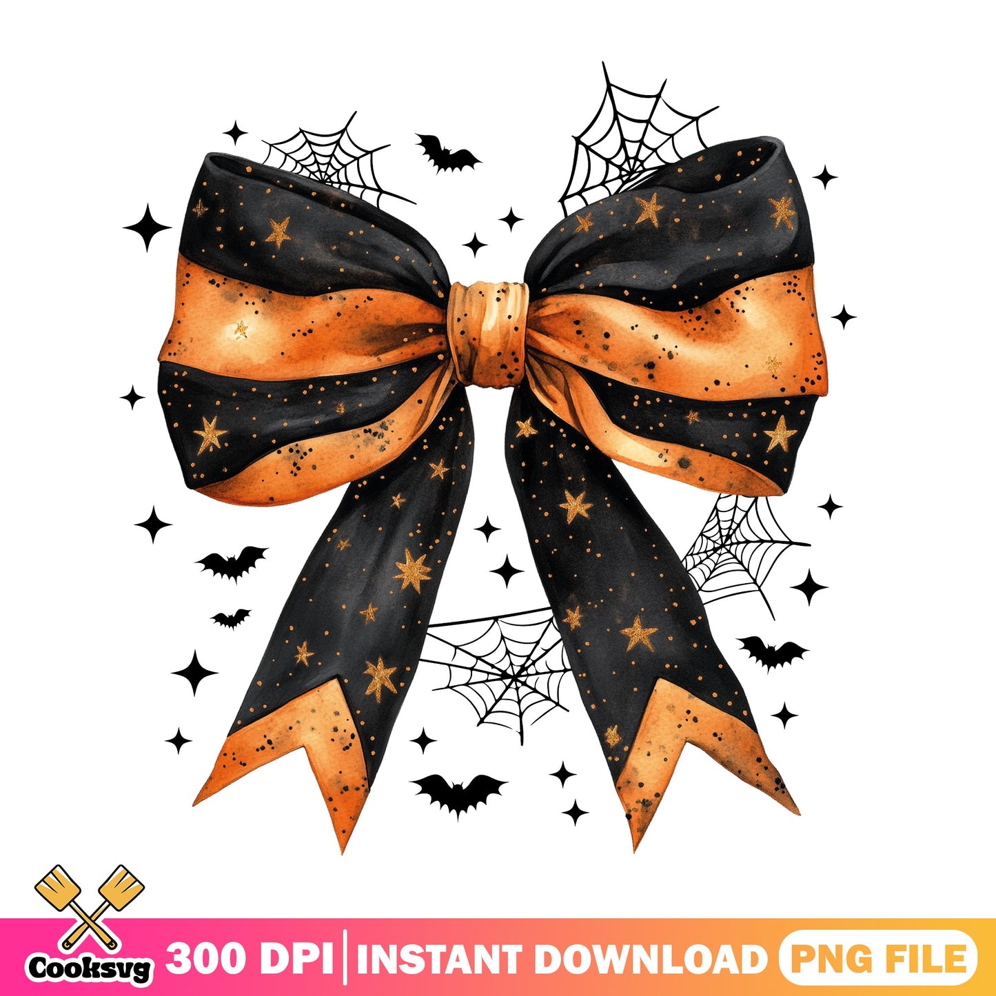 Halloween Coquette Bow PNG, Spooky Bow With Bats PNG, Halloween PNG